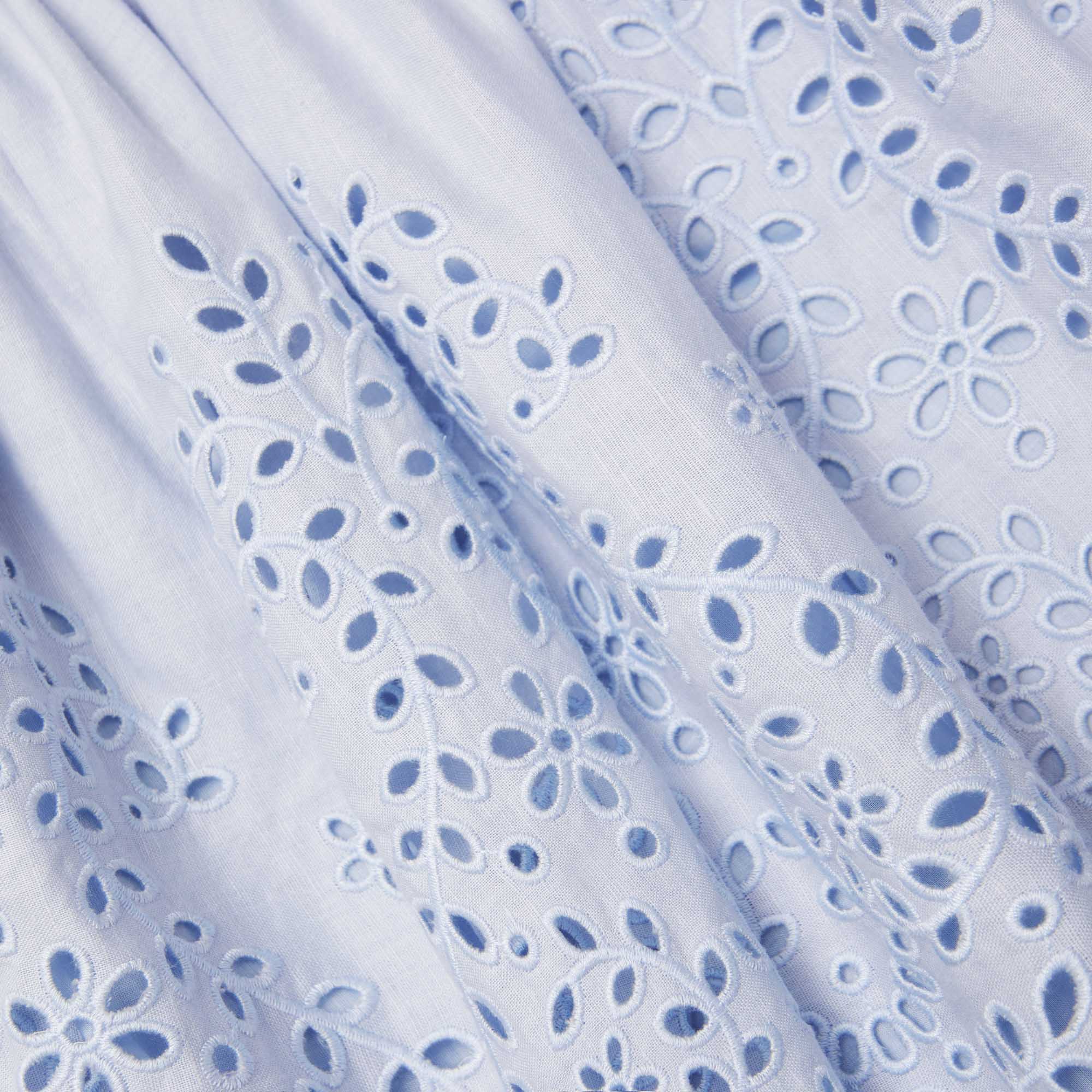 Blue Embroidered Linen Mini Dress - Image 5