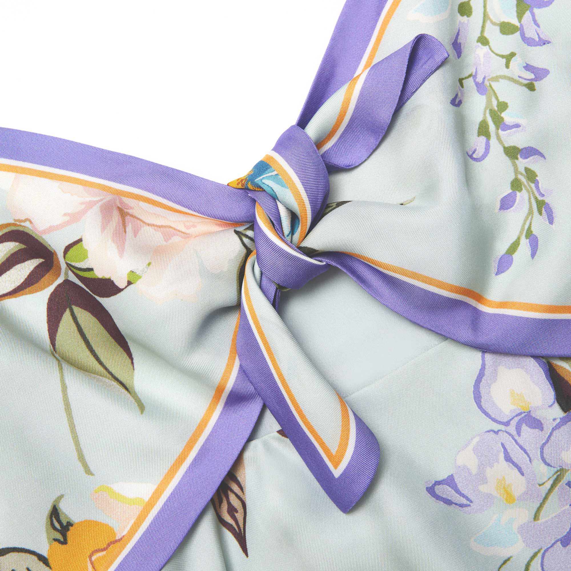 Blue Floral Silk Twill Midi Dress - Image 5