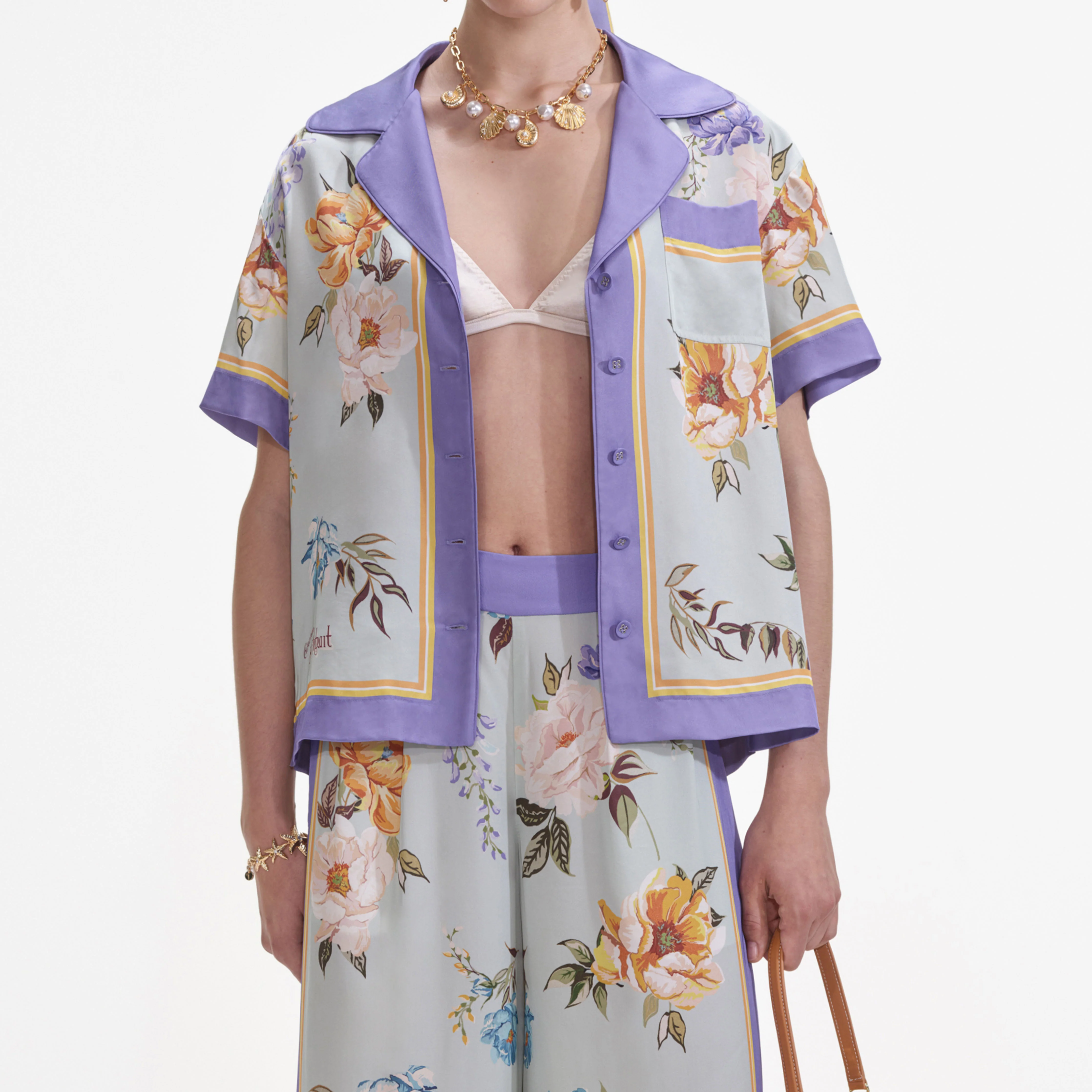 Blue Floral Viscose Trousers - Image 4