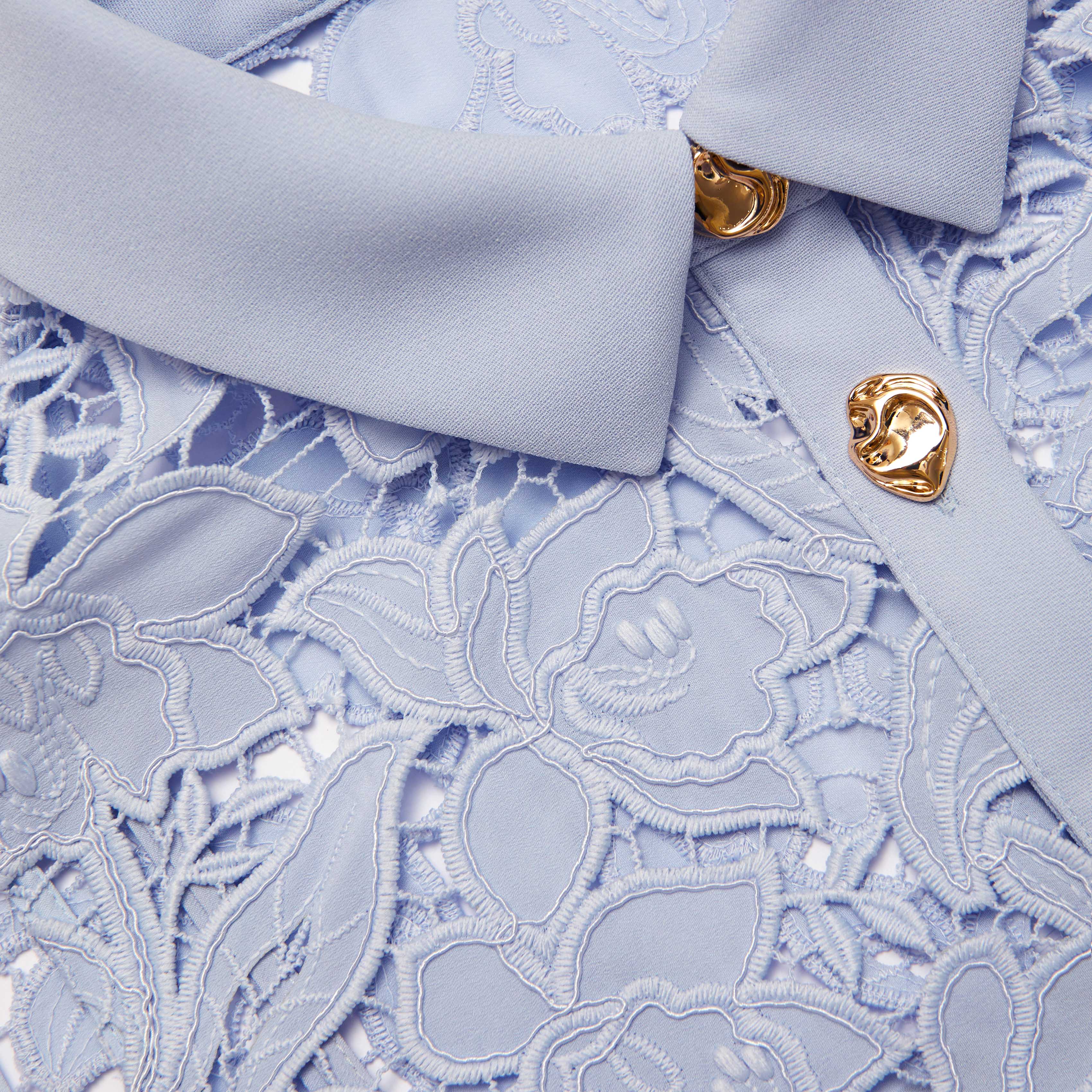 Blue Lace Collared Maxi Dress - Image 5