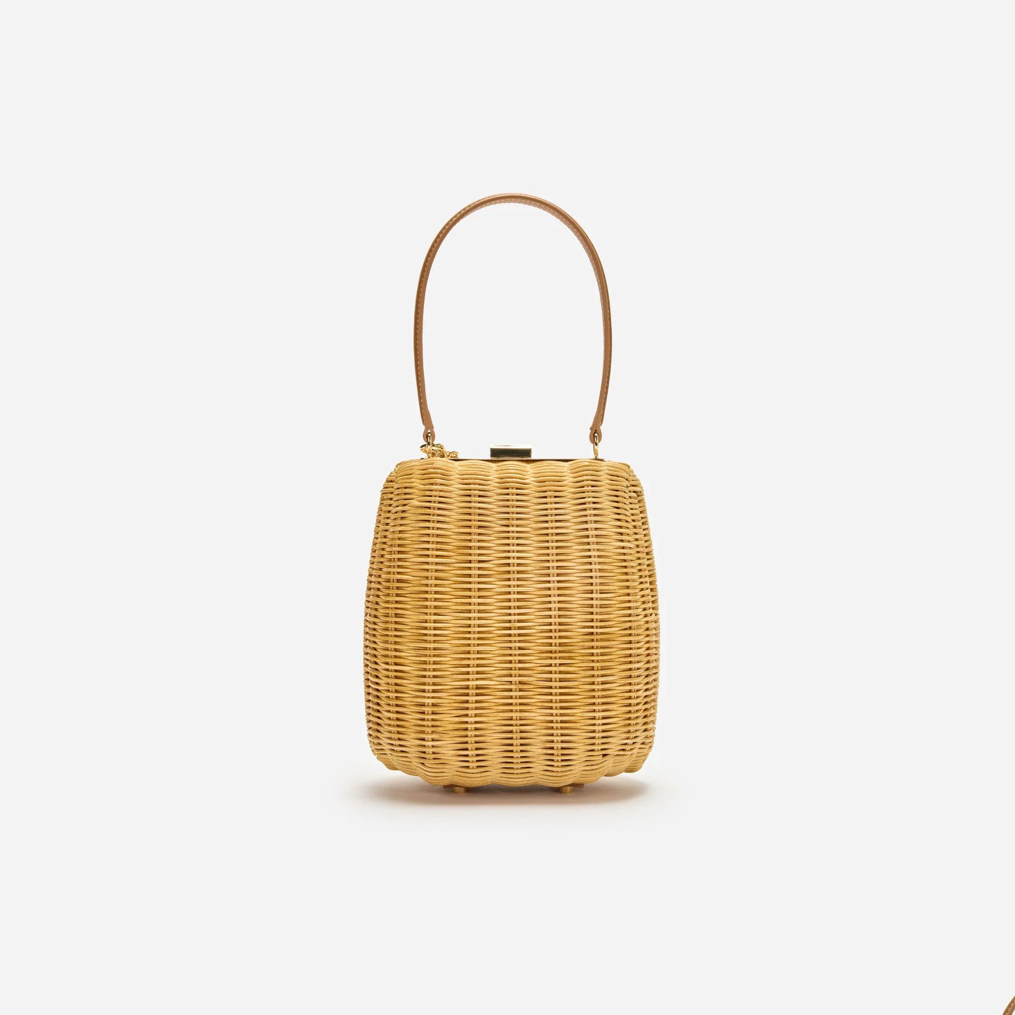 Brown Rattan Bag With Keychain - Image 3