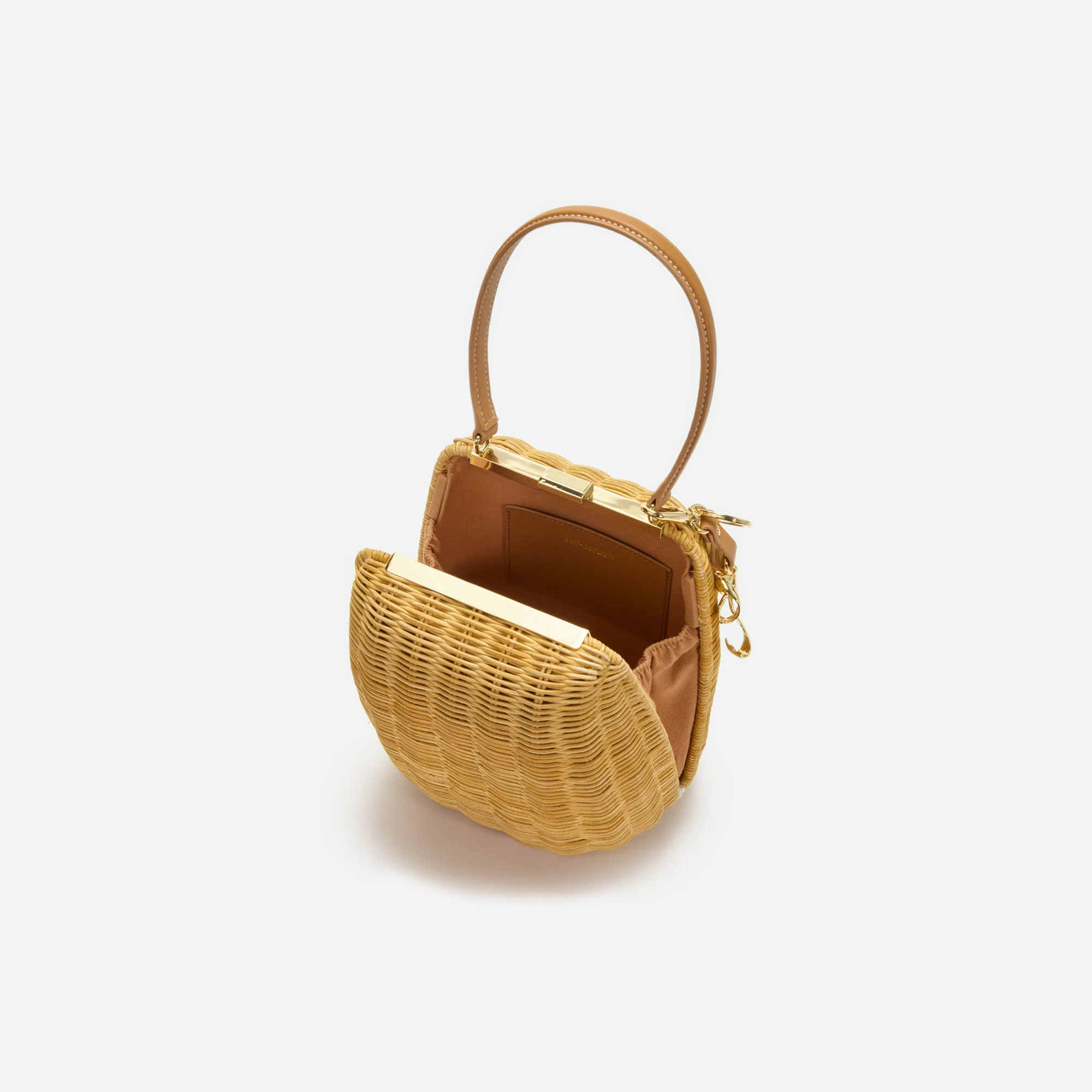 Brown Rattan Bag With Keychain - Image 4