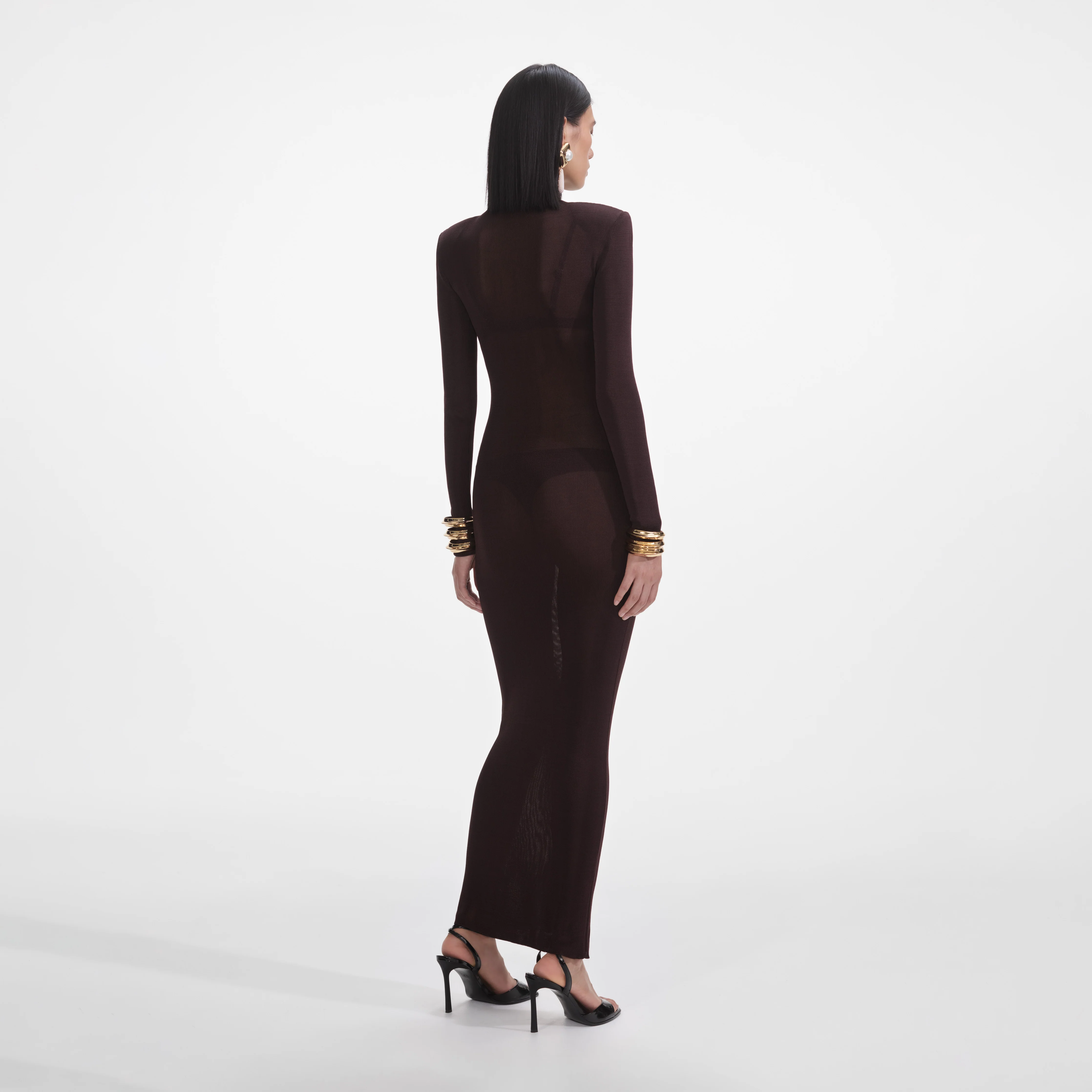 Brown Viscose Knit Maxi Dress - Image 3