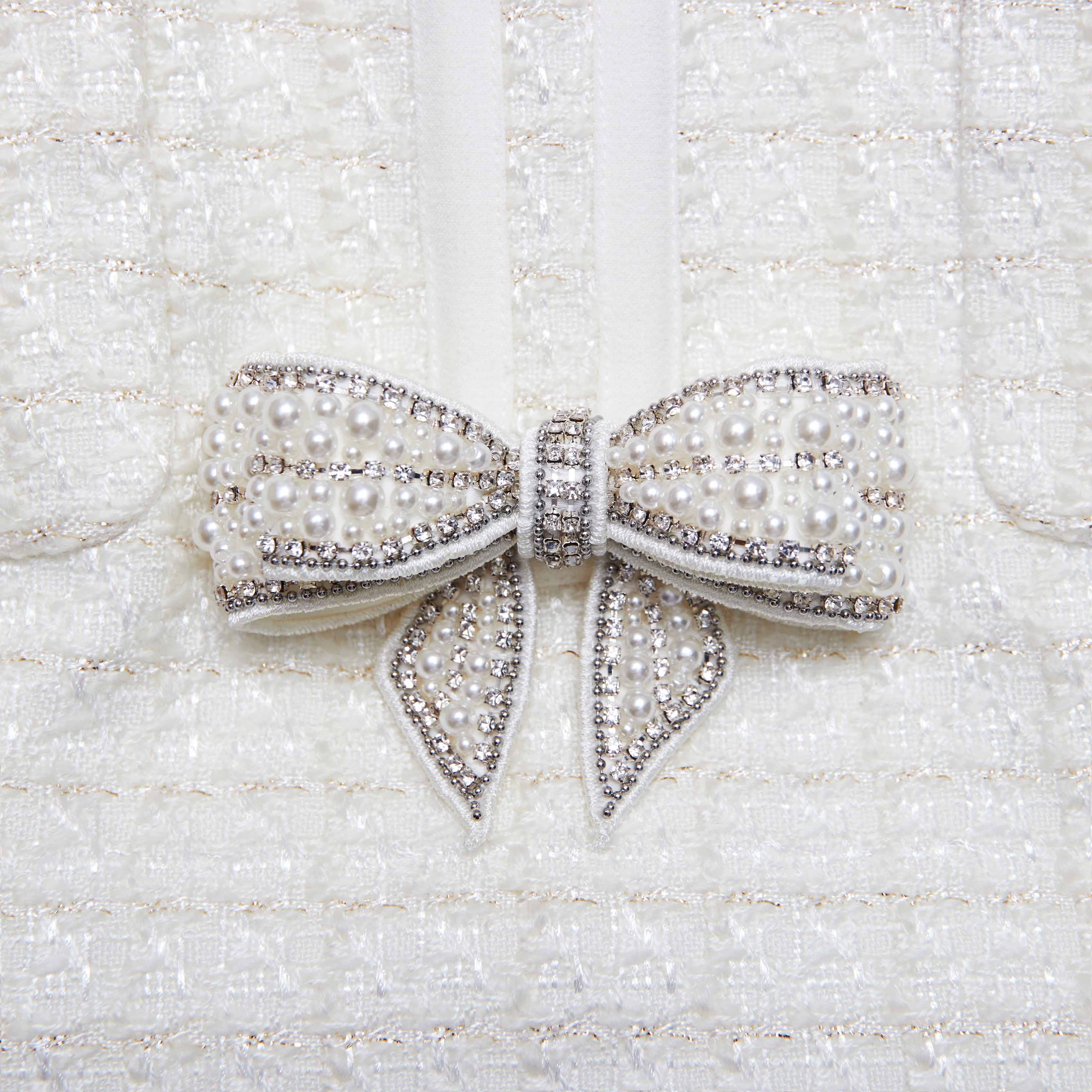 Cream Boucle Bow Jumpsuit - Image 5