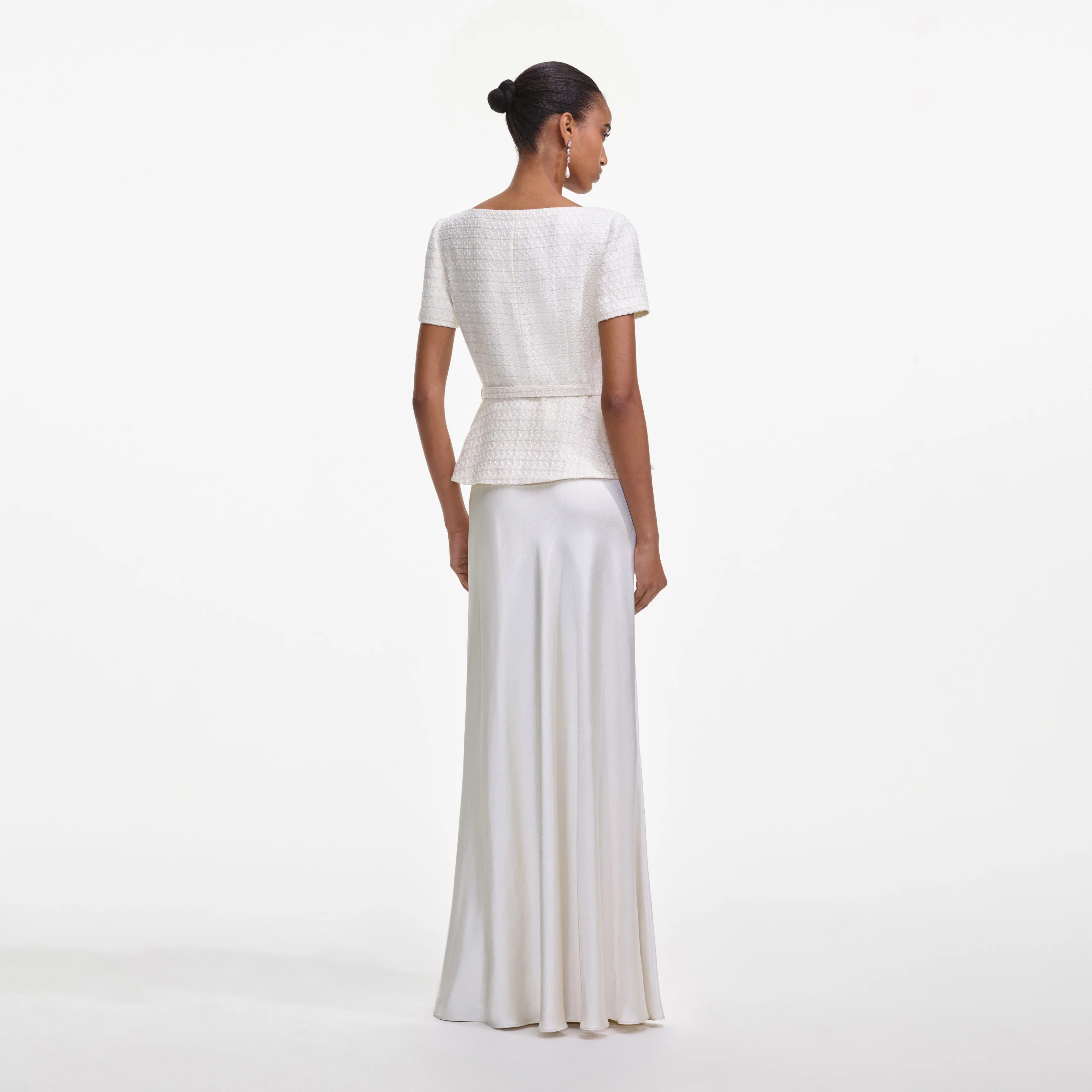 Cream Boucle Tailored Maxi Dress - Image 3