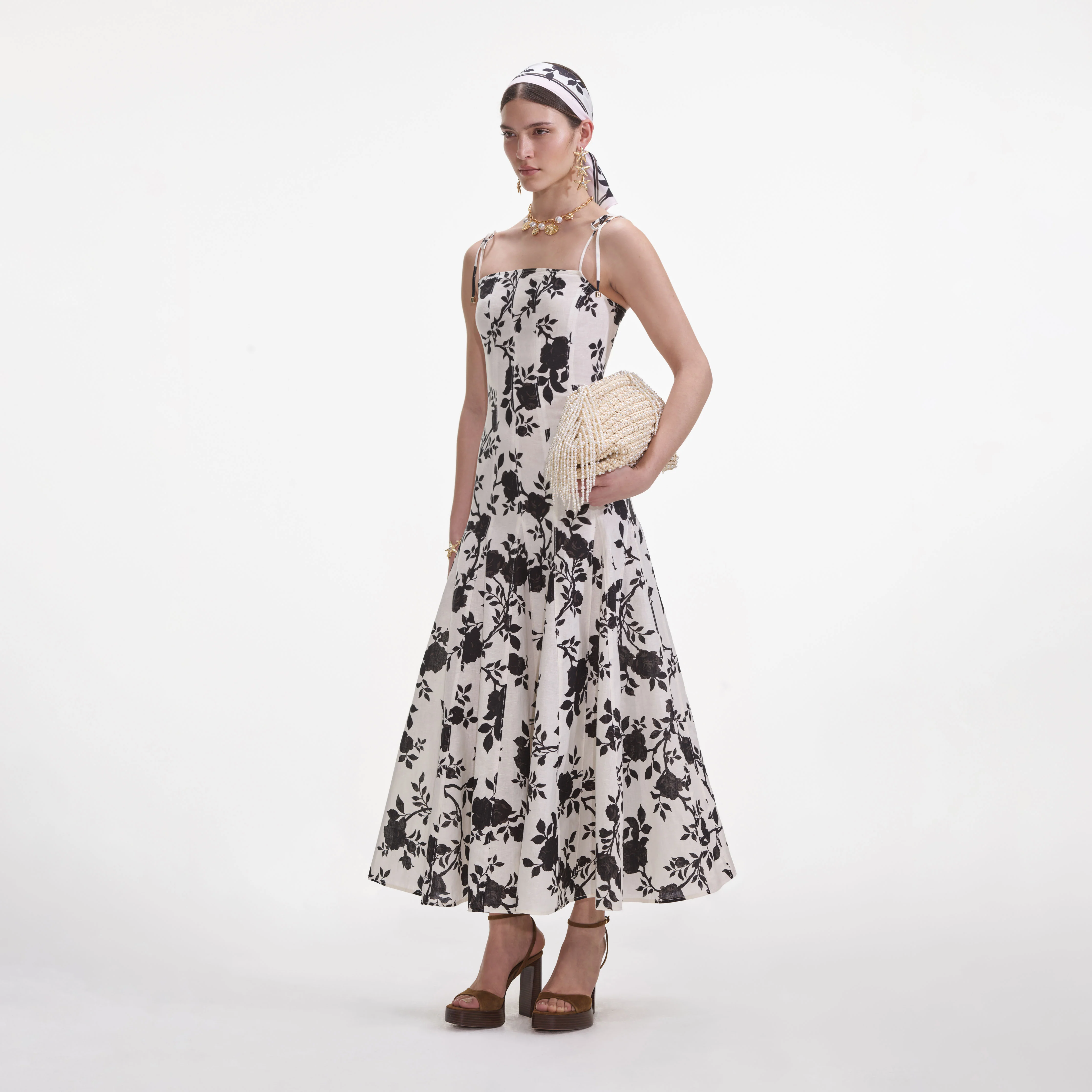 Floral Print Linen Midi Dress - Image 2