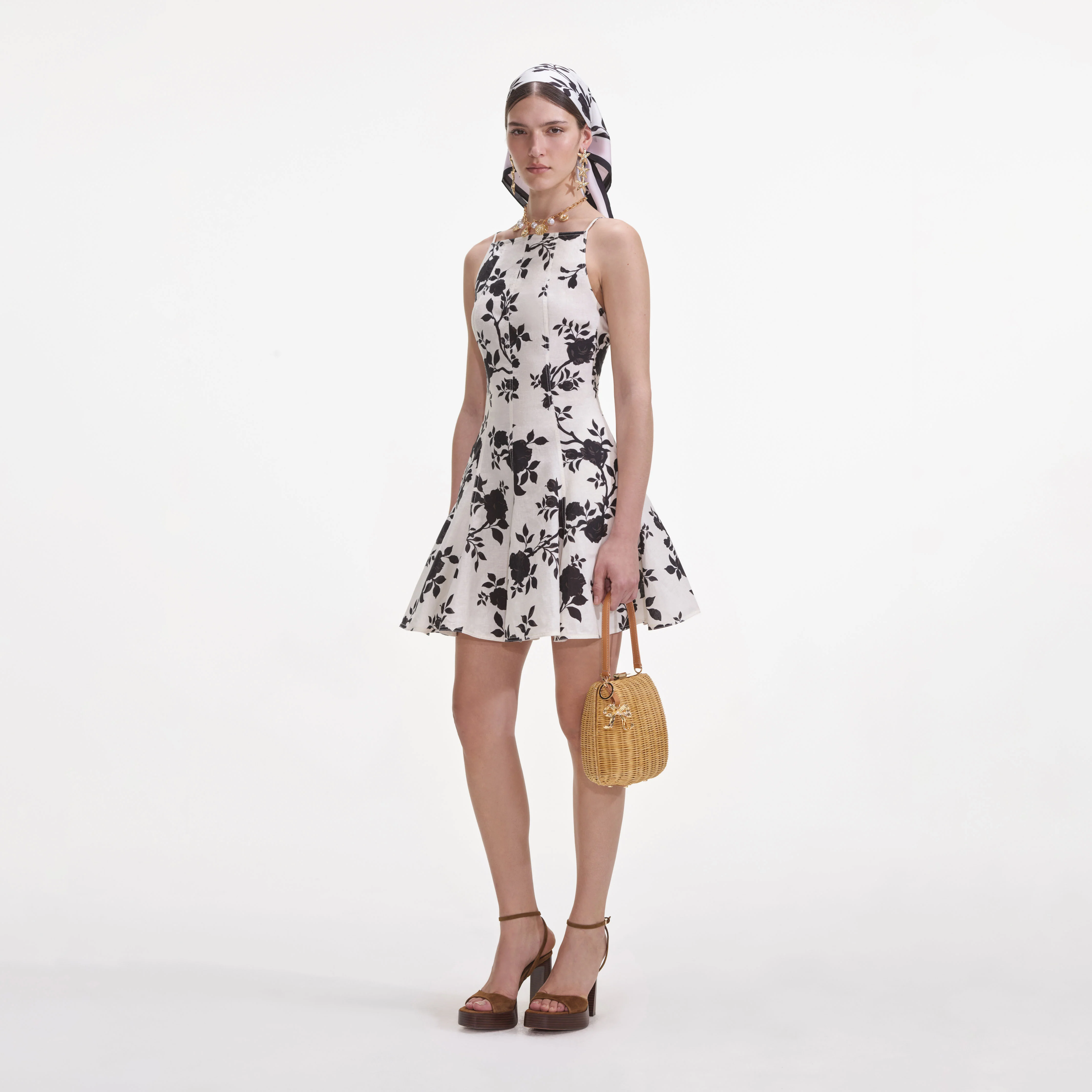 Floral Print Linen Mini Dress - Image 2