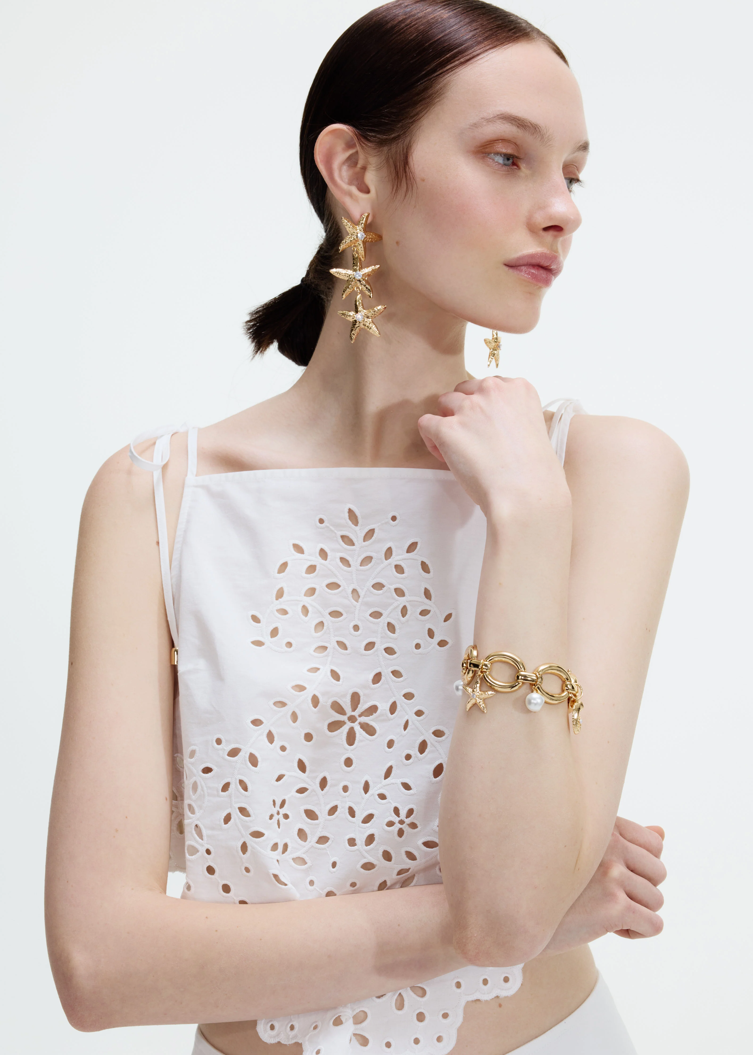 Gold Pearl Shell Charm Bracelet - Image 2