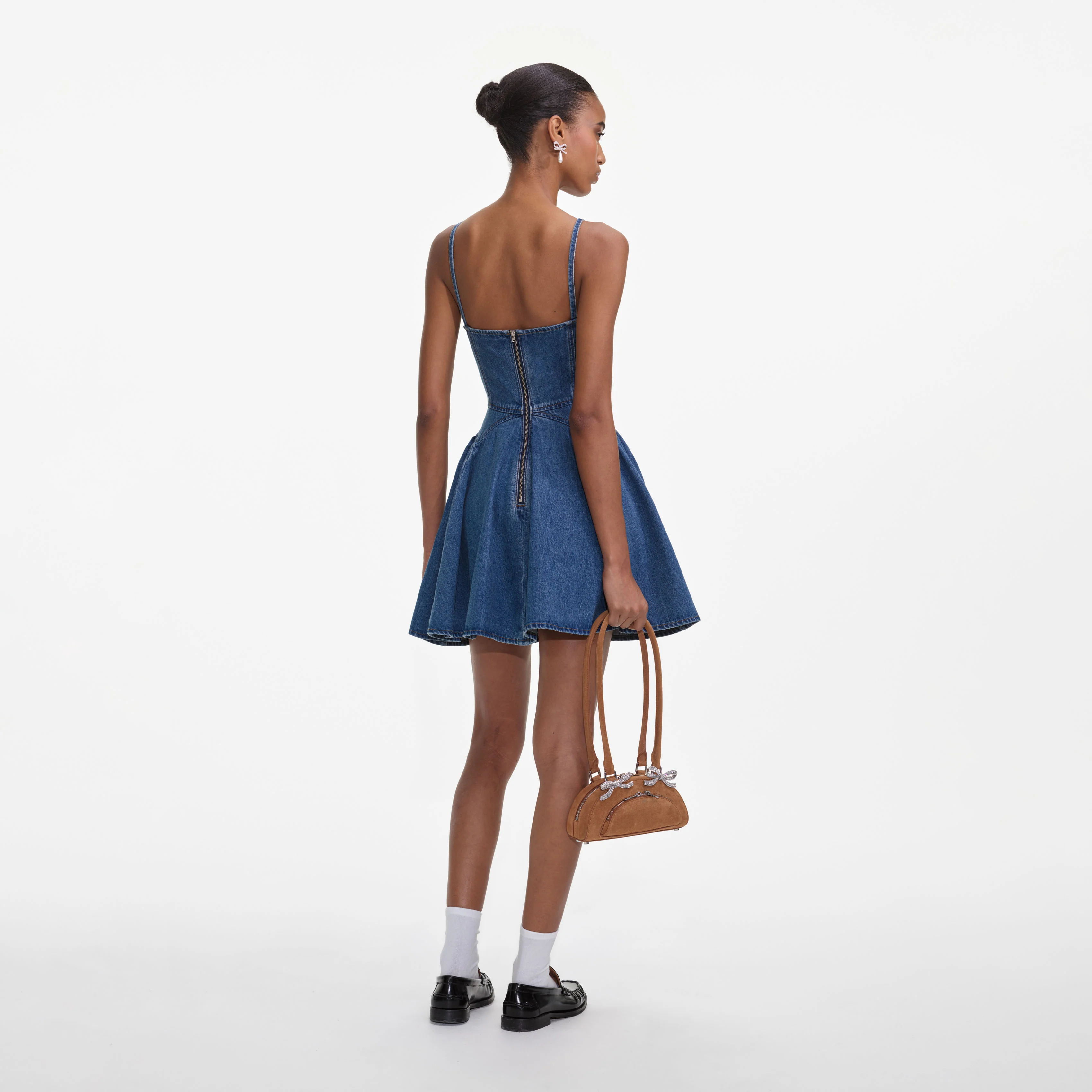 Lightweight Denim Flared Mini Dress - Image 3
