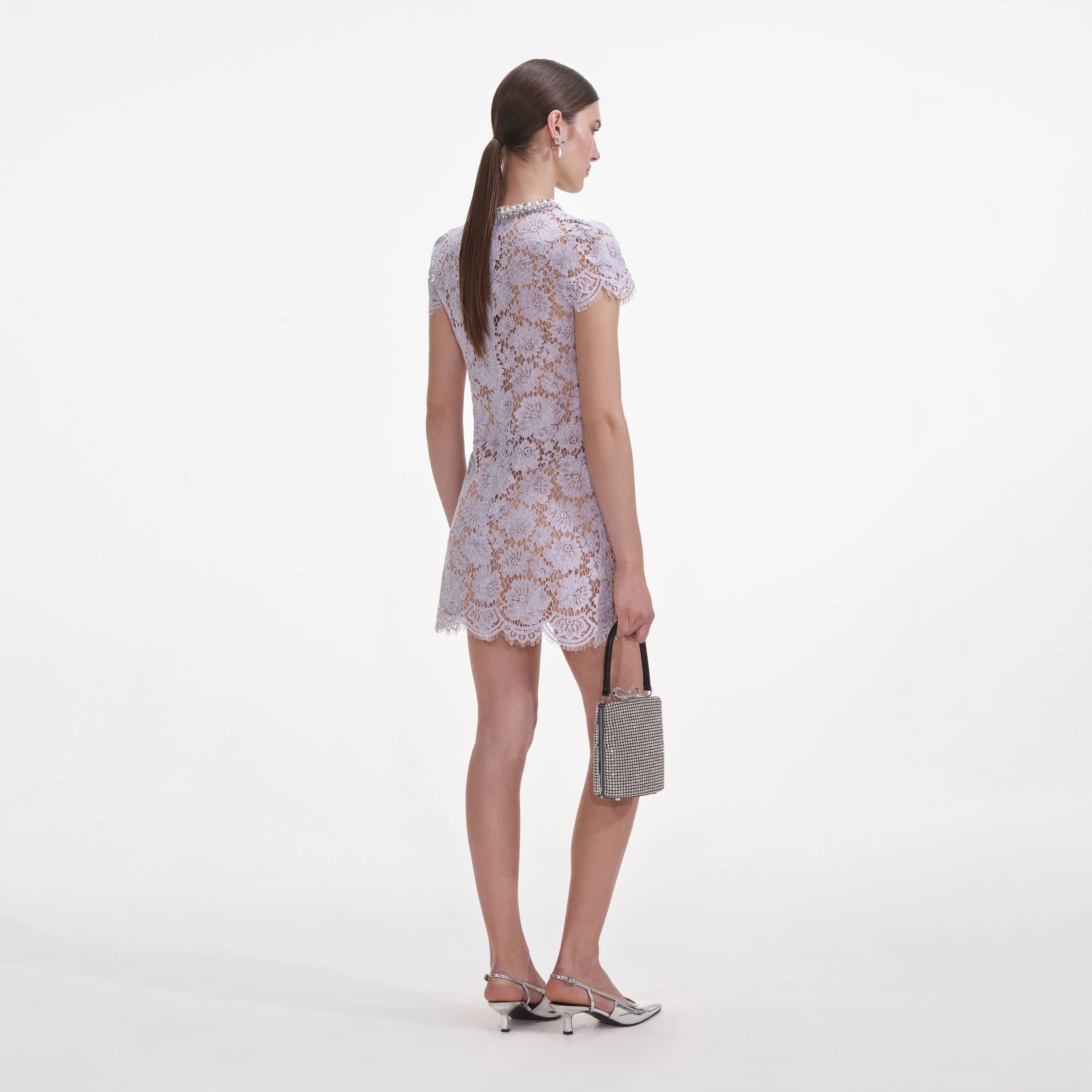 Lilac Lace Mini Dress - Image 3