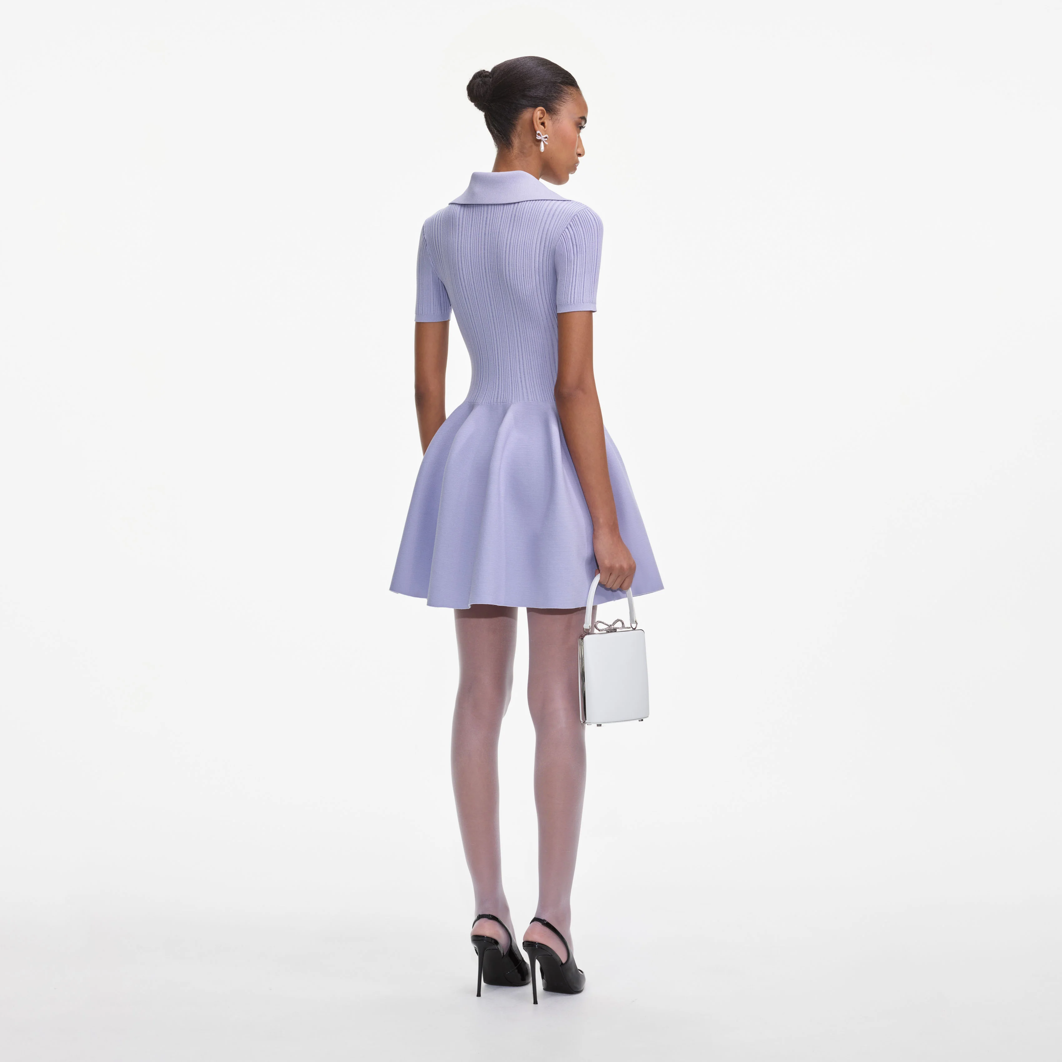 Lilac Ribbed Knit Mini Dress - Image 3