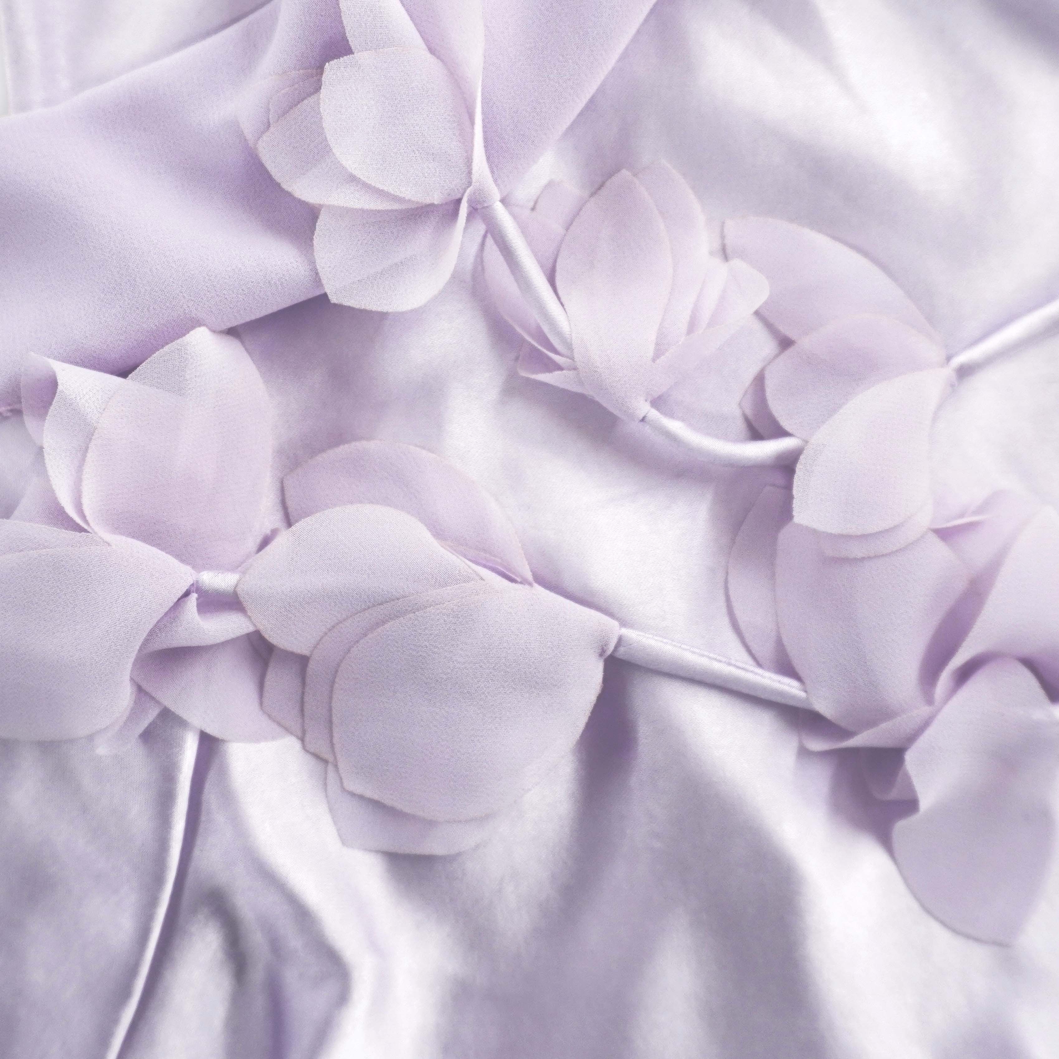Lilac Flower Satin Maxi Dress - Image 5