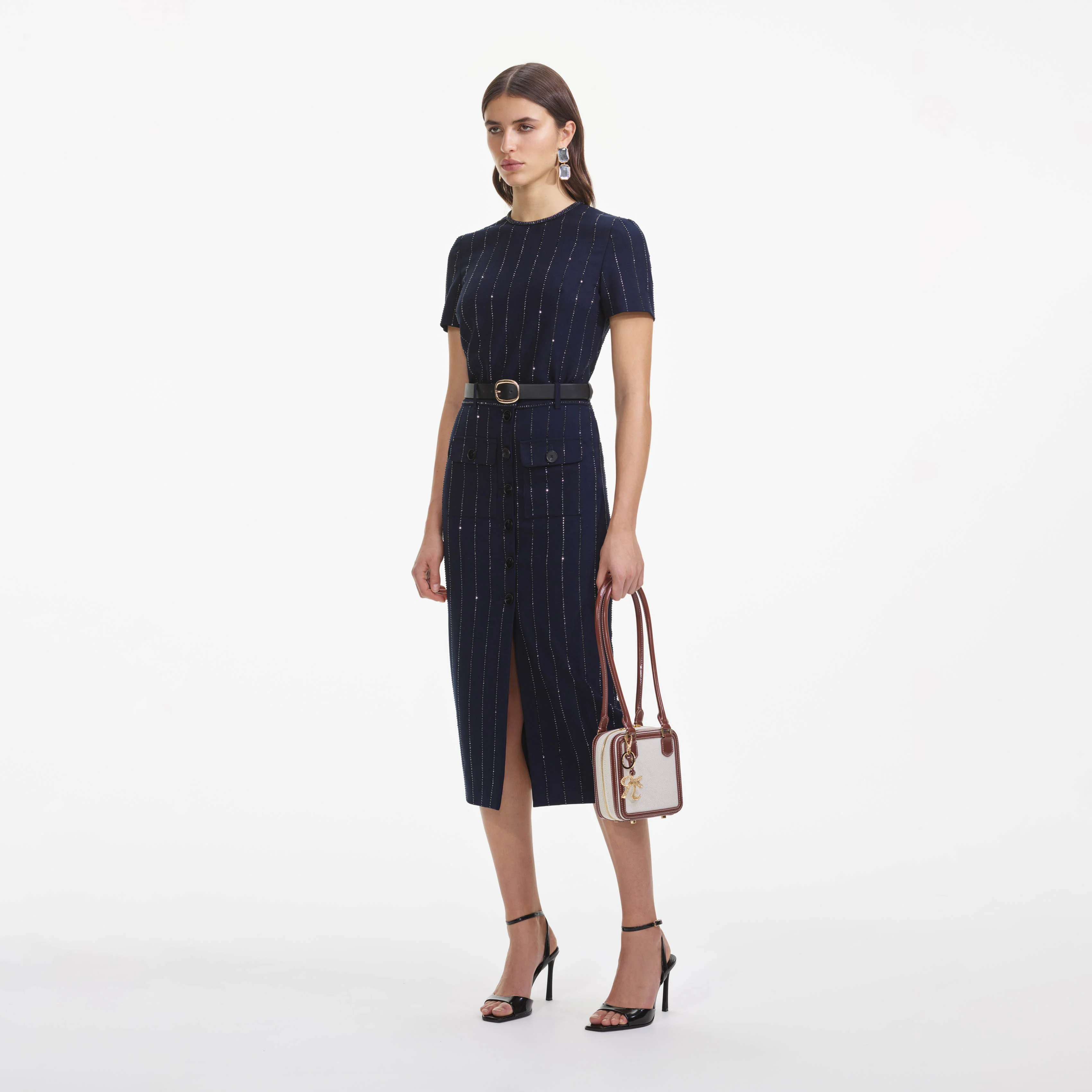Navy Rhinestone Pinstripe Top - Image 2