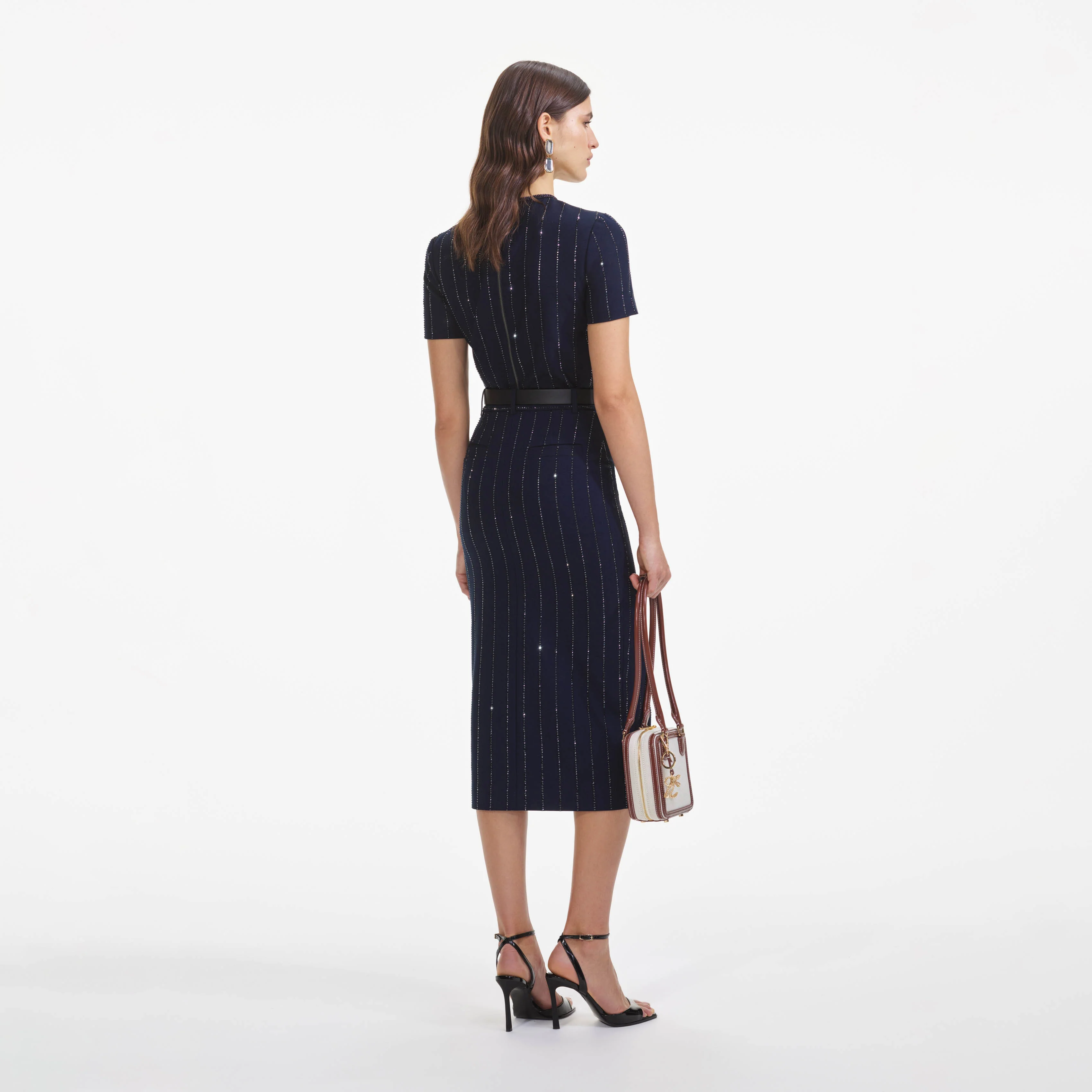Navy Rhinestone Pinstripe Top - Image 3