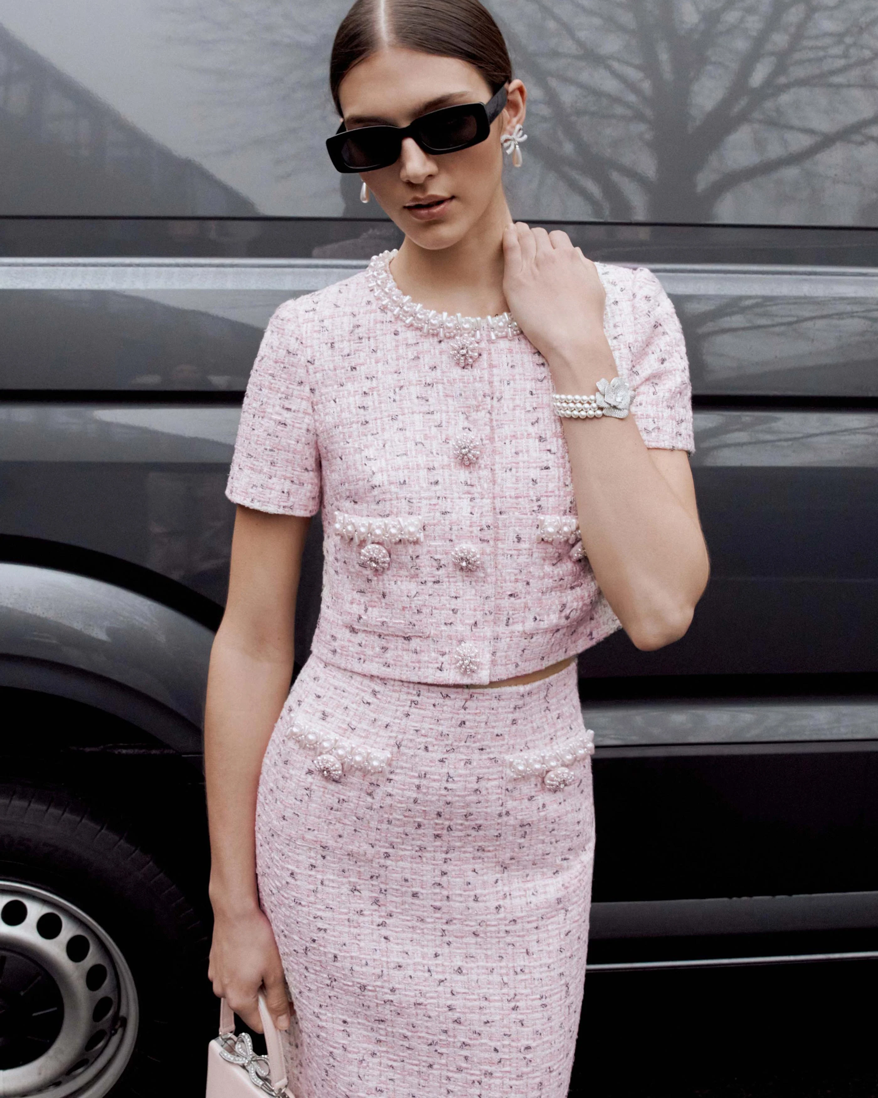 Pink Boucle Pearl Top - Image 6