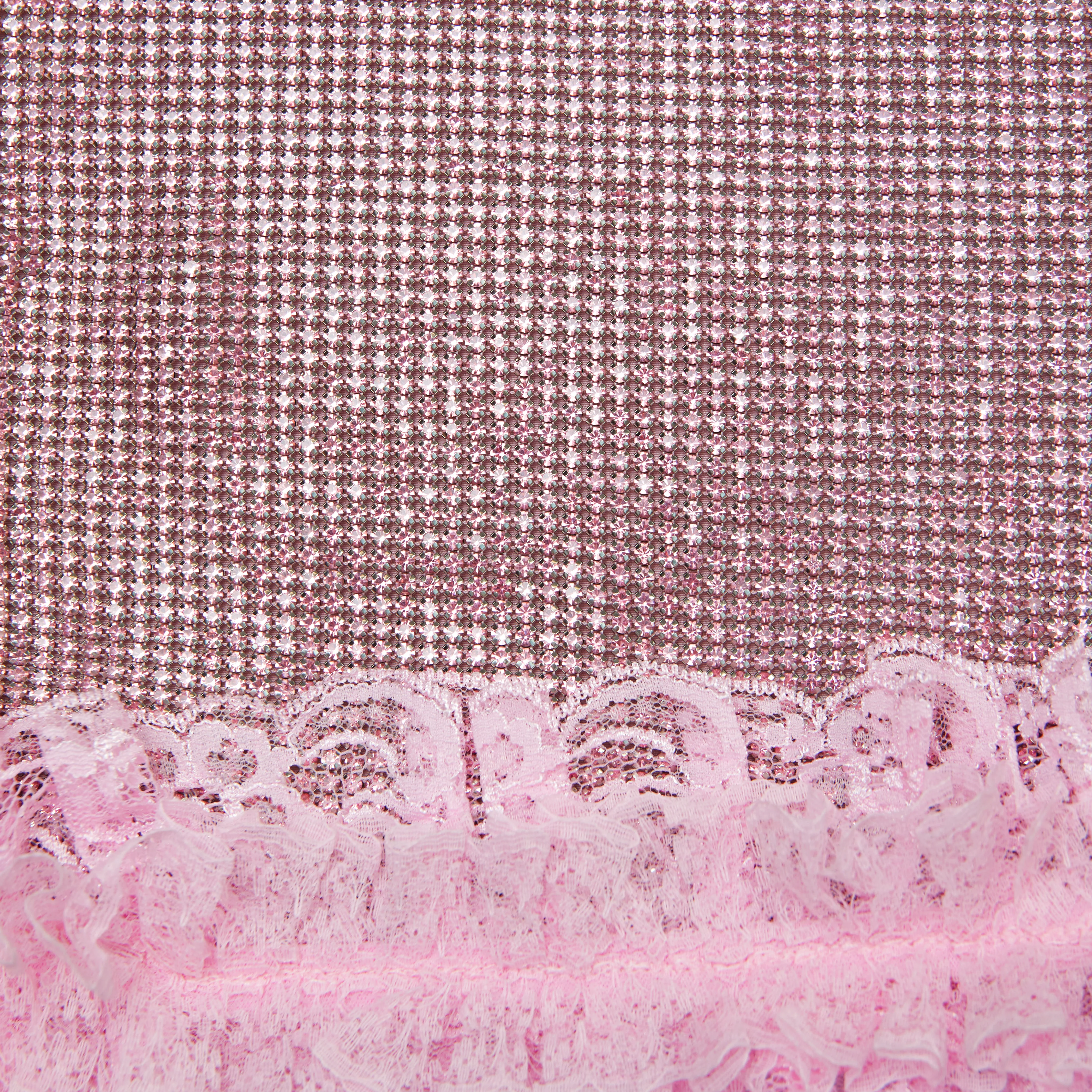Pink Crystal Chainmail Mini Skirt - Image 5
