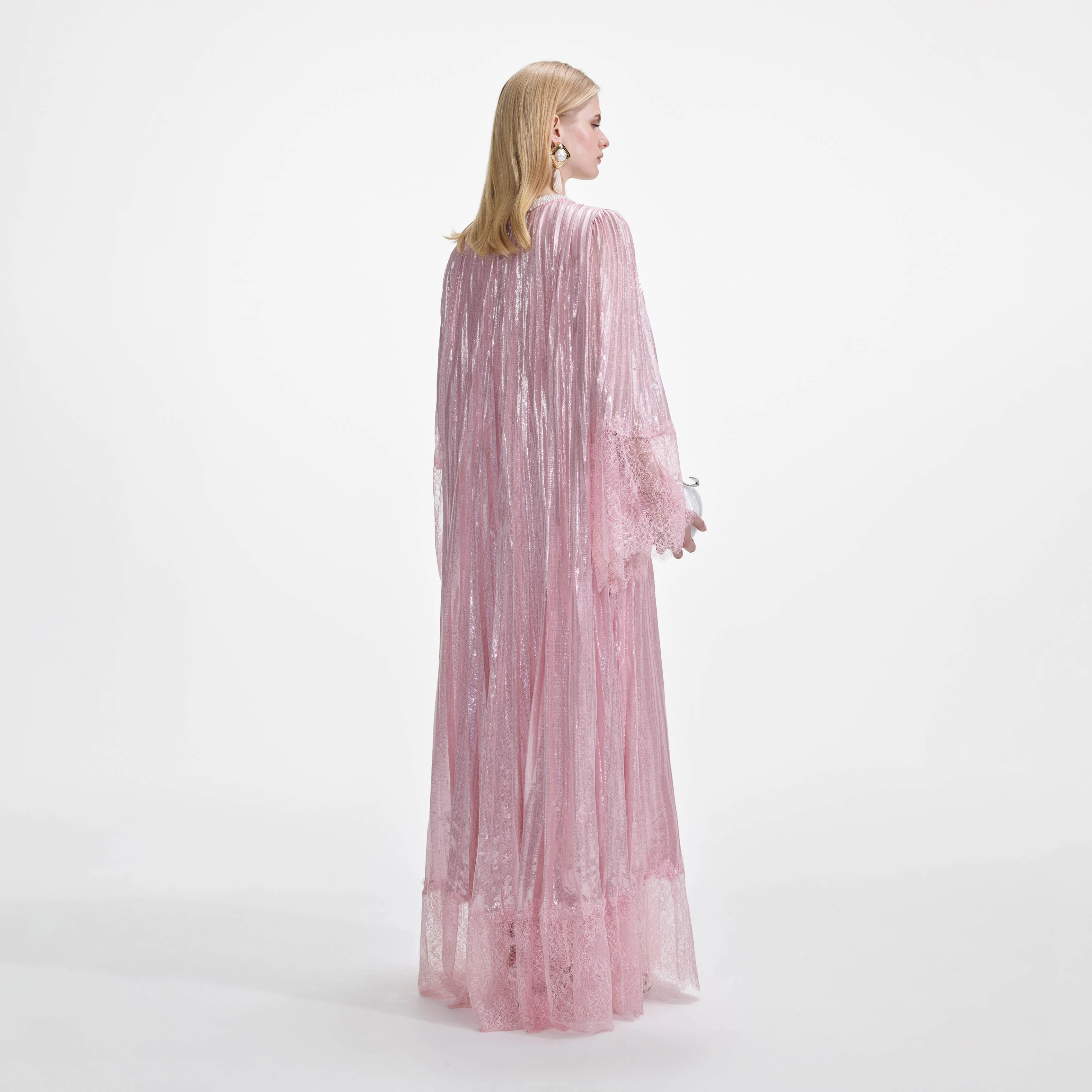 Pink Metallic Pearl Maxi Dress - Image 2