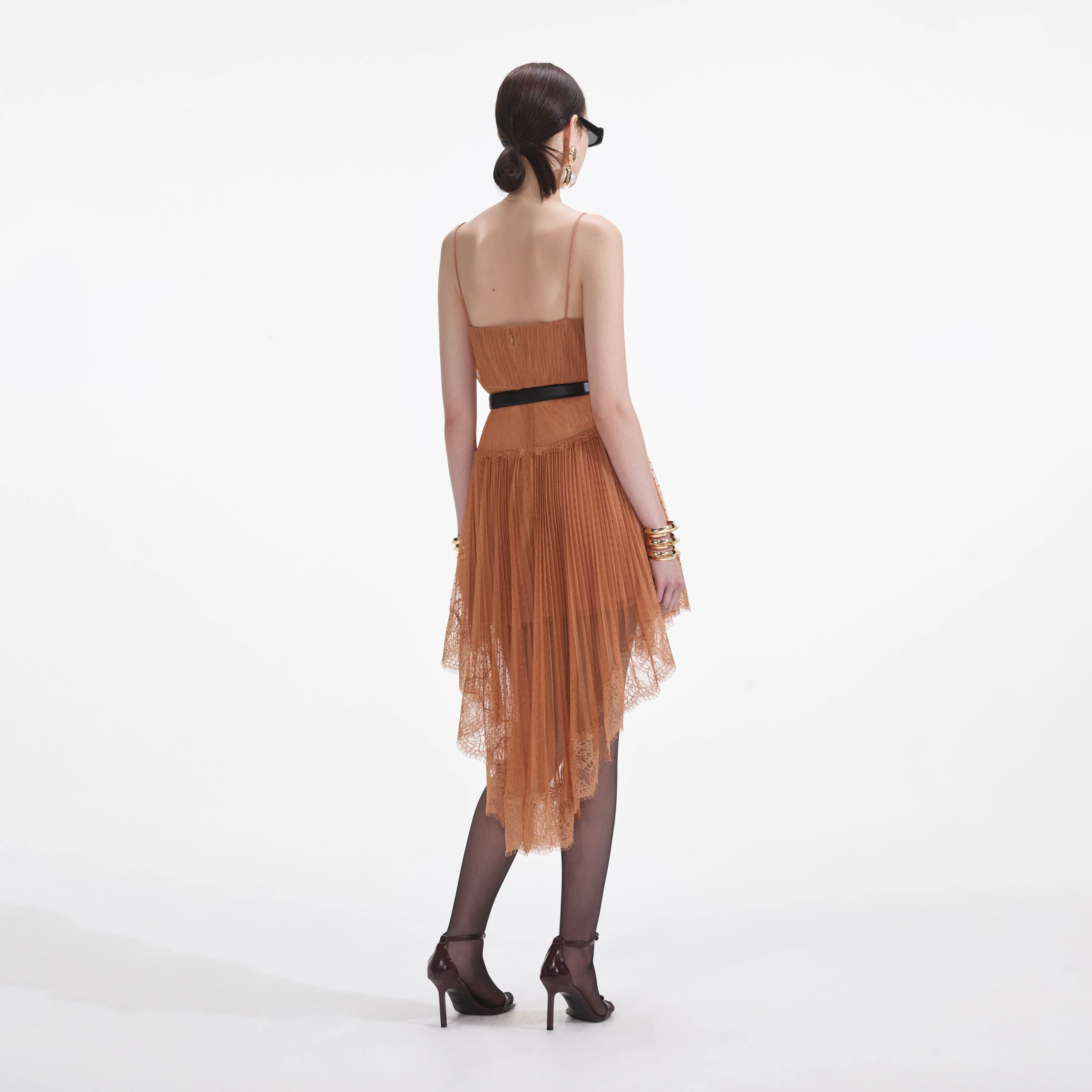 Tan Dot Mesh Mini Dress - Image 3
