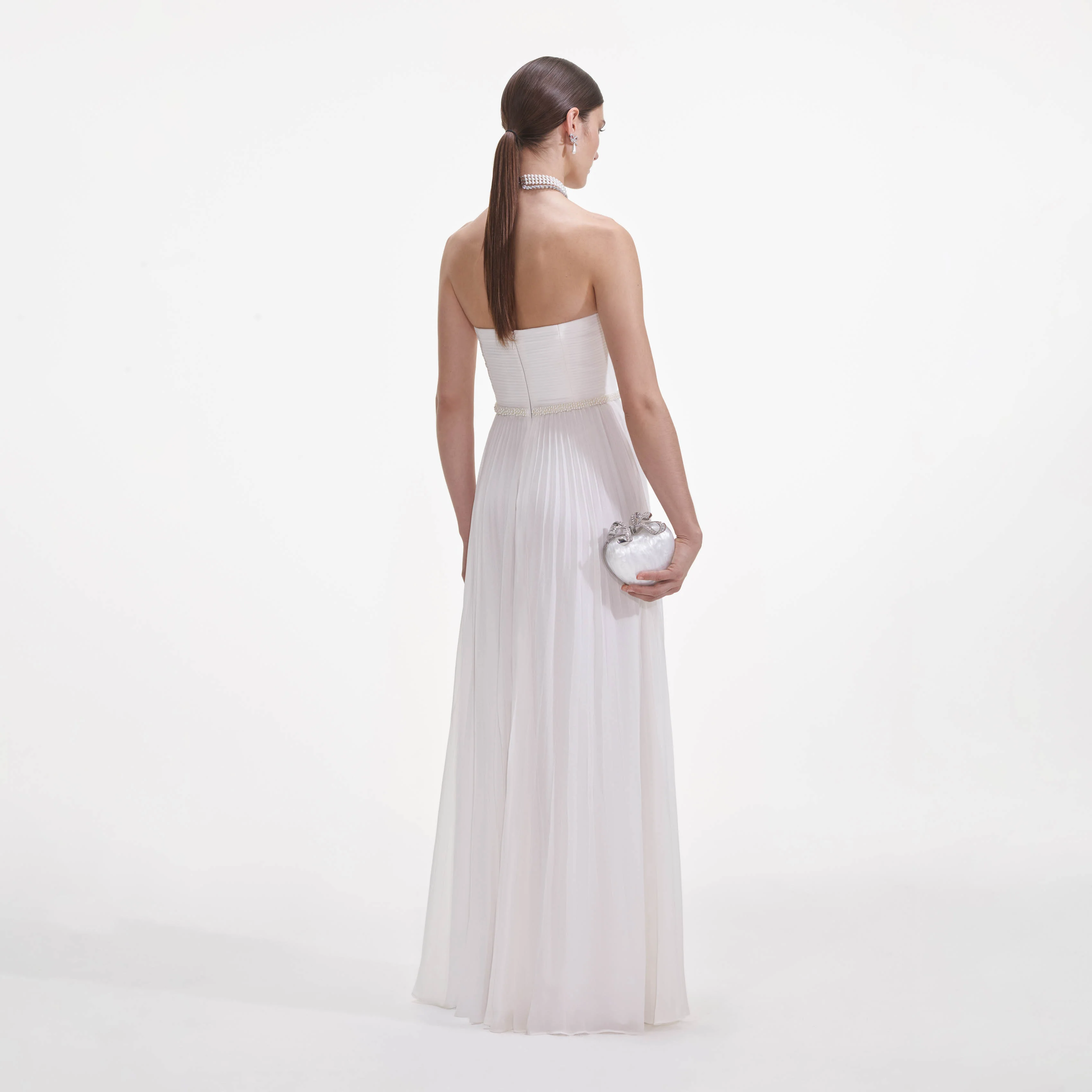 White Chiffon Bow Maxi Dress - Image 3