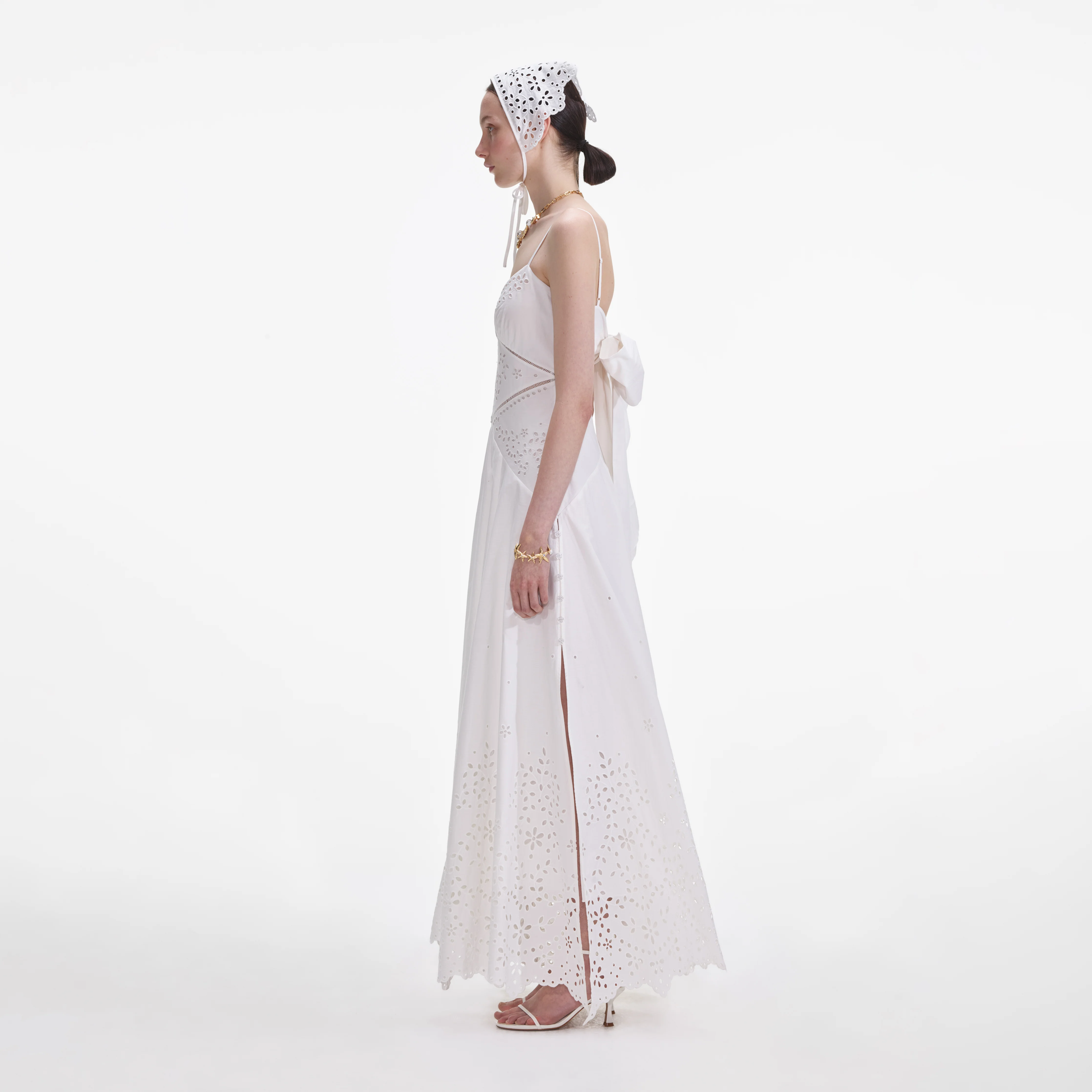 White Cotton Embroidered Maxi Dress - Image 2