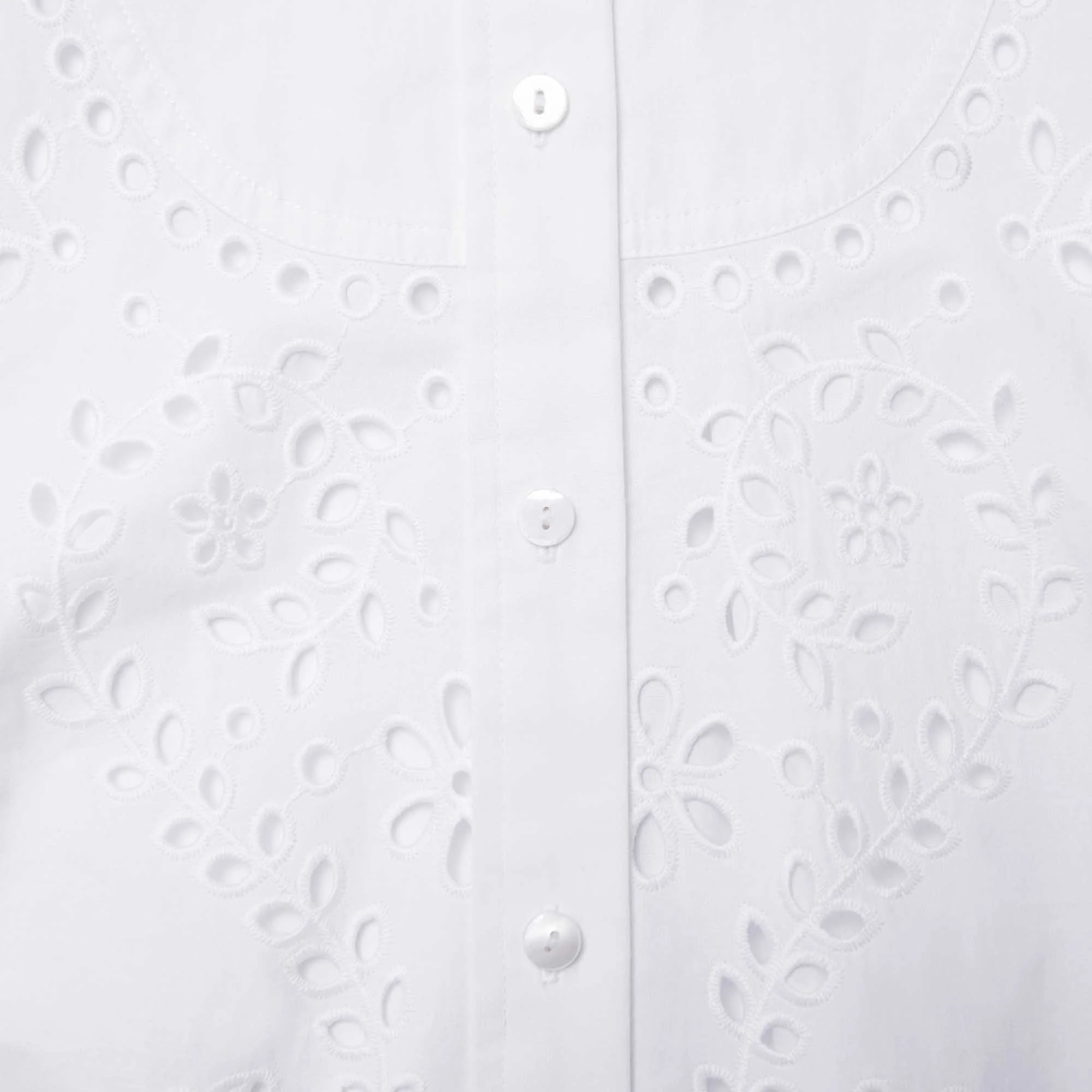 White Cotton Embroidered Shirt Dress - Image 4