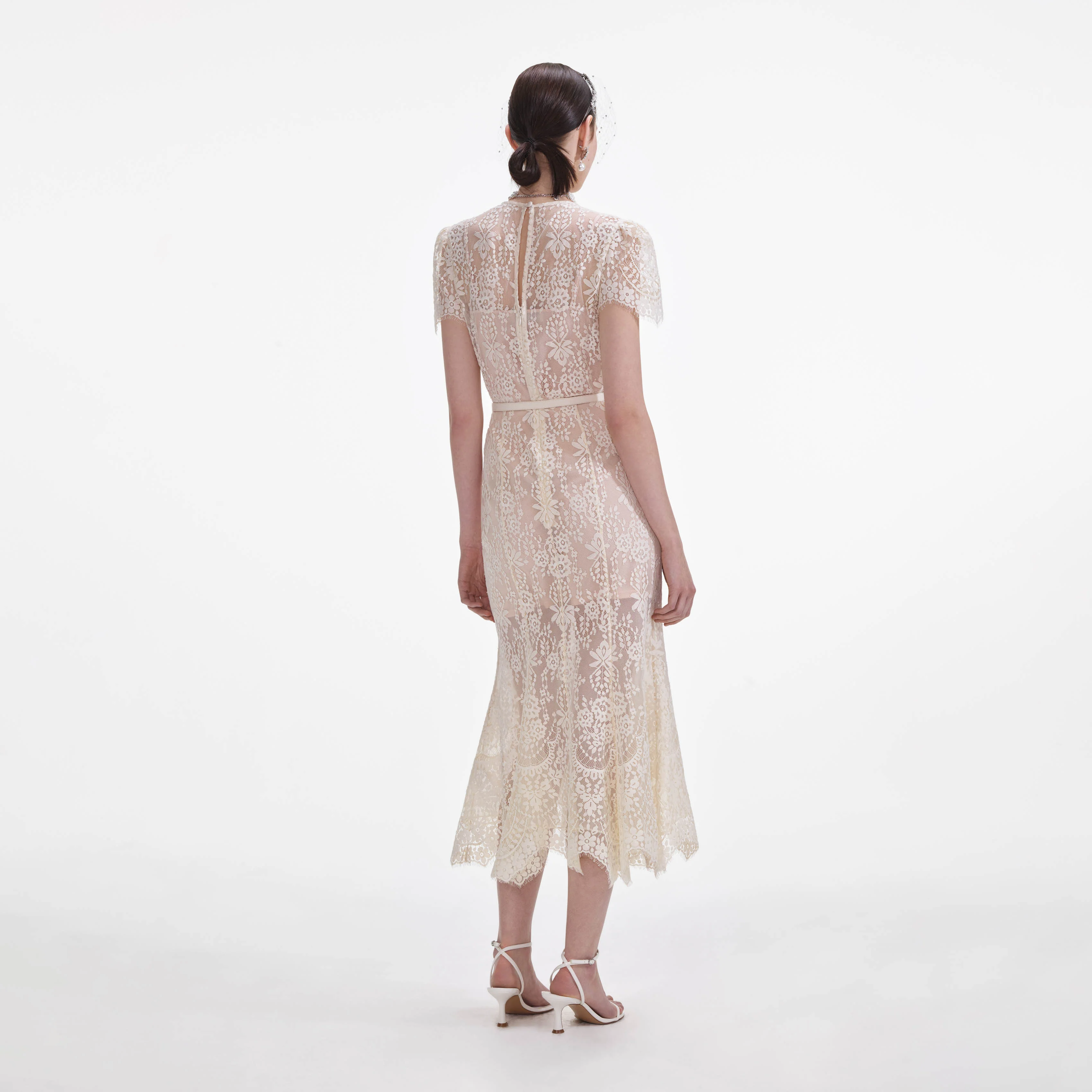 White Lace Midi Dress - Image 3