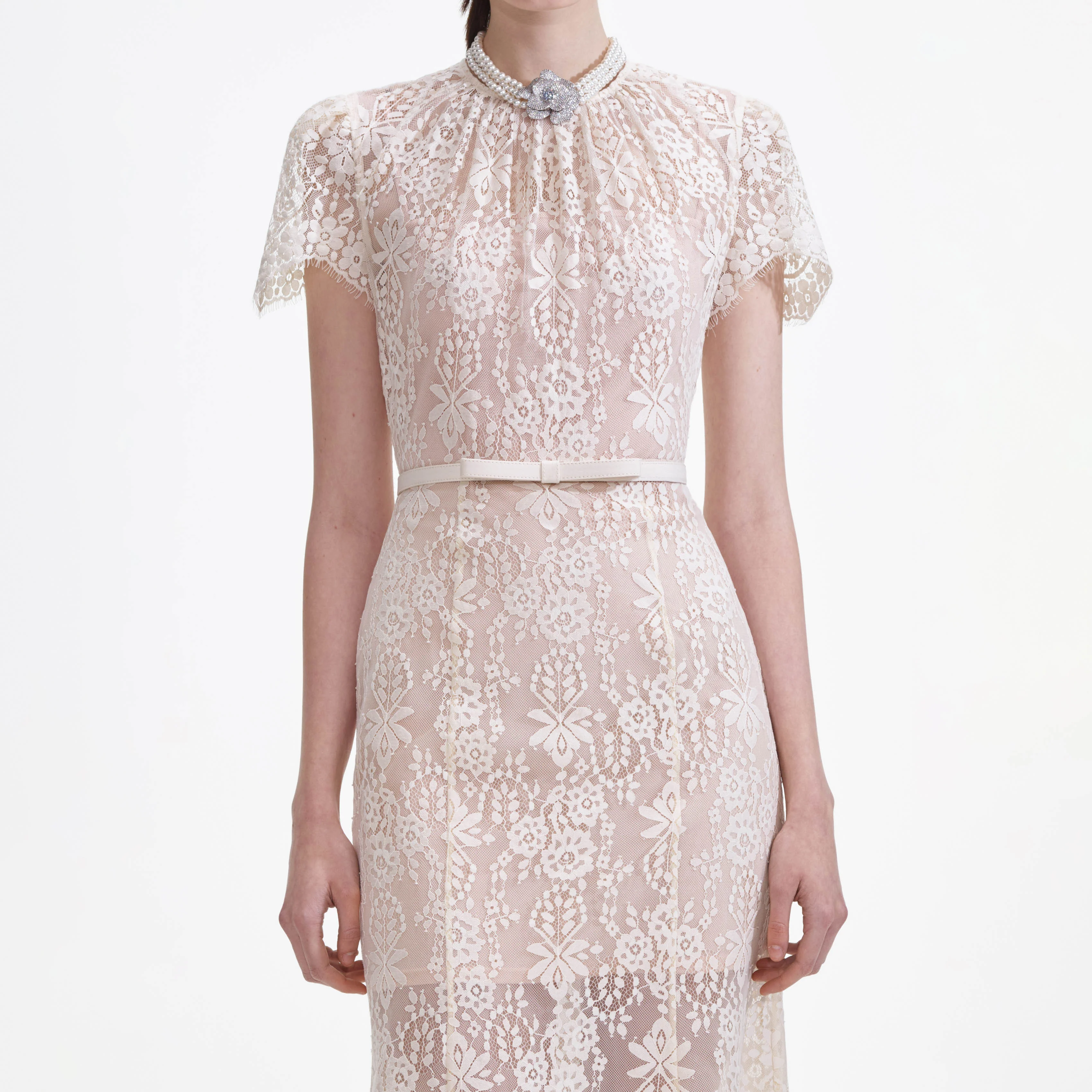 White Lace Midi Dress - Image 4