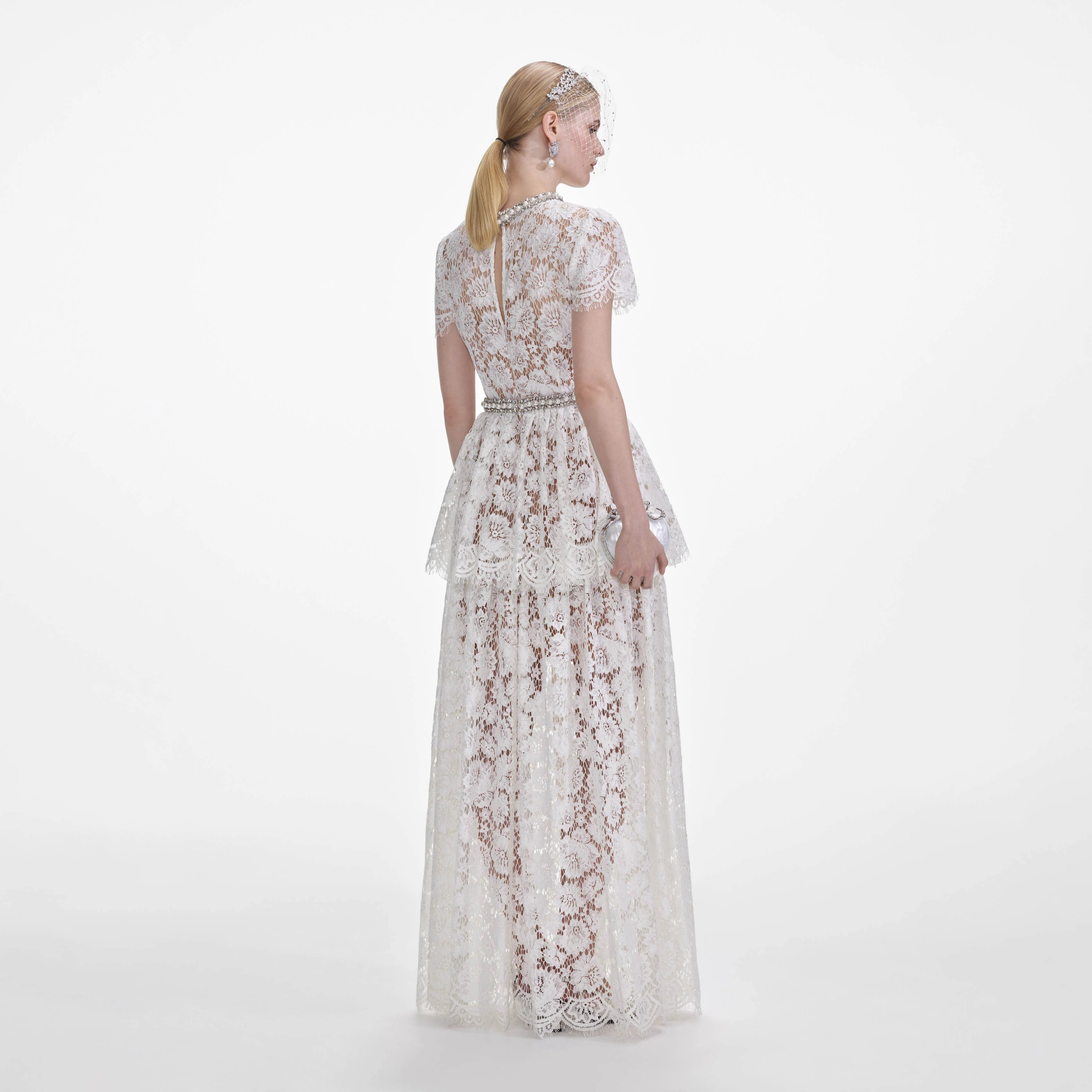 White Lace Tiered Maxi Dress - Image 3