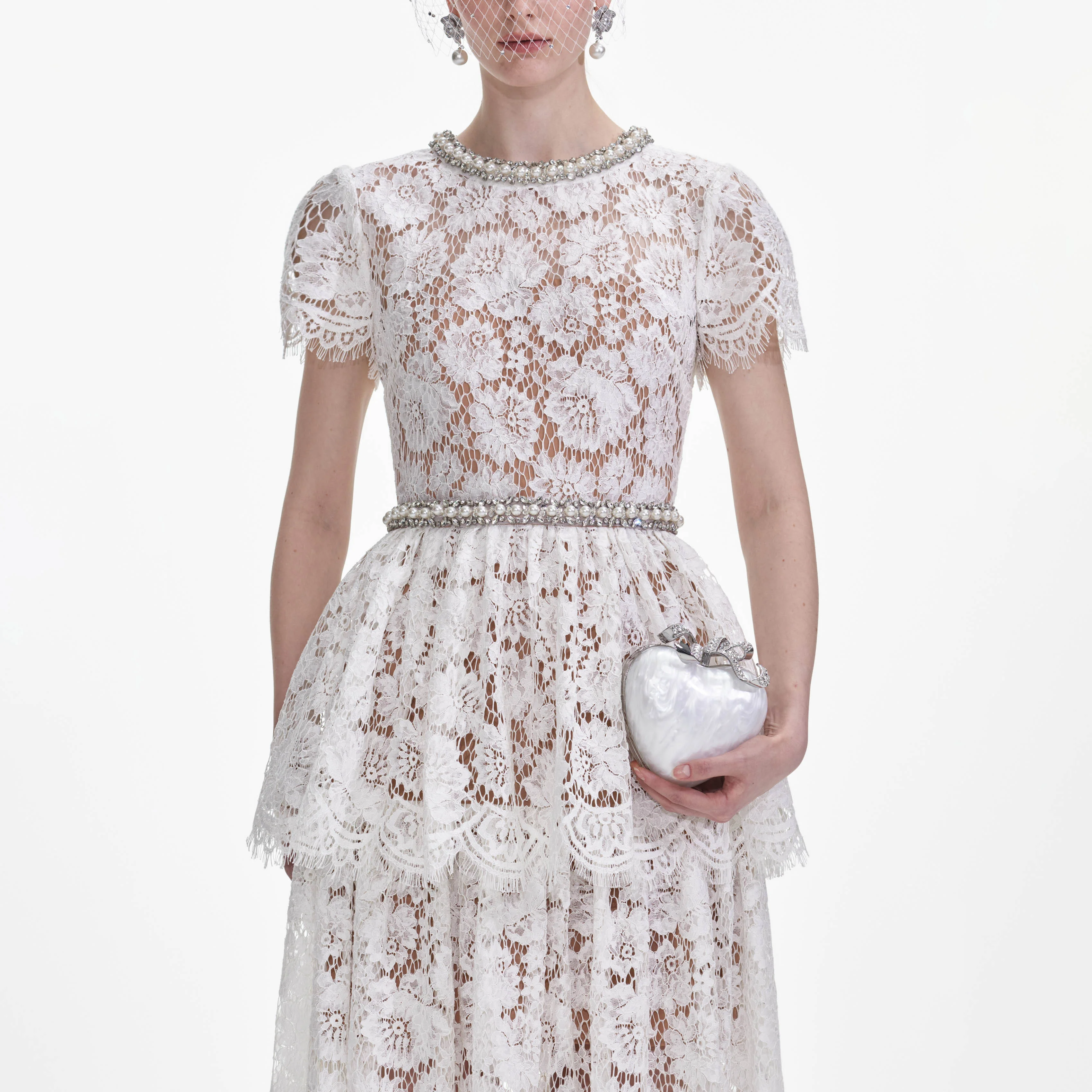 White Lace Tiered Maxi Dress - Image 4
