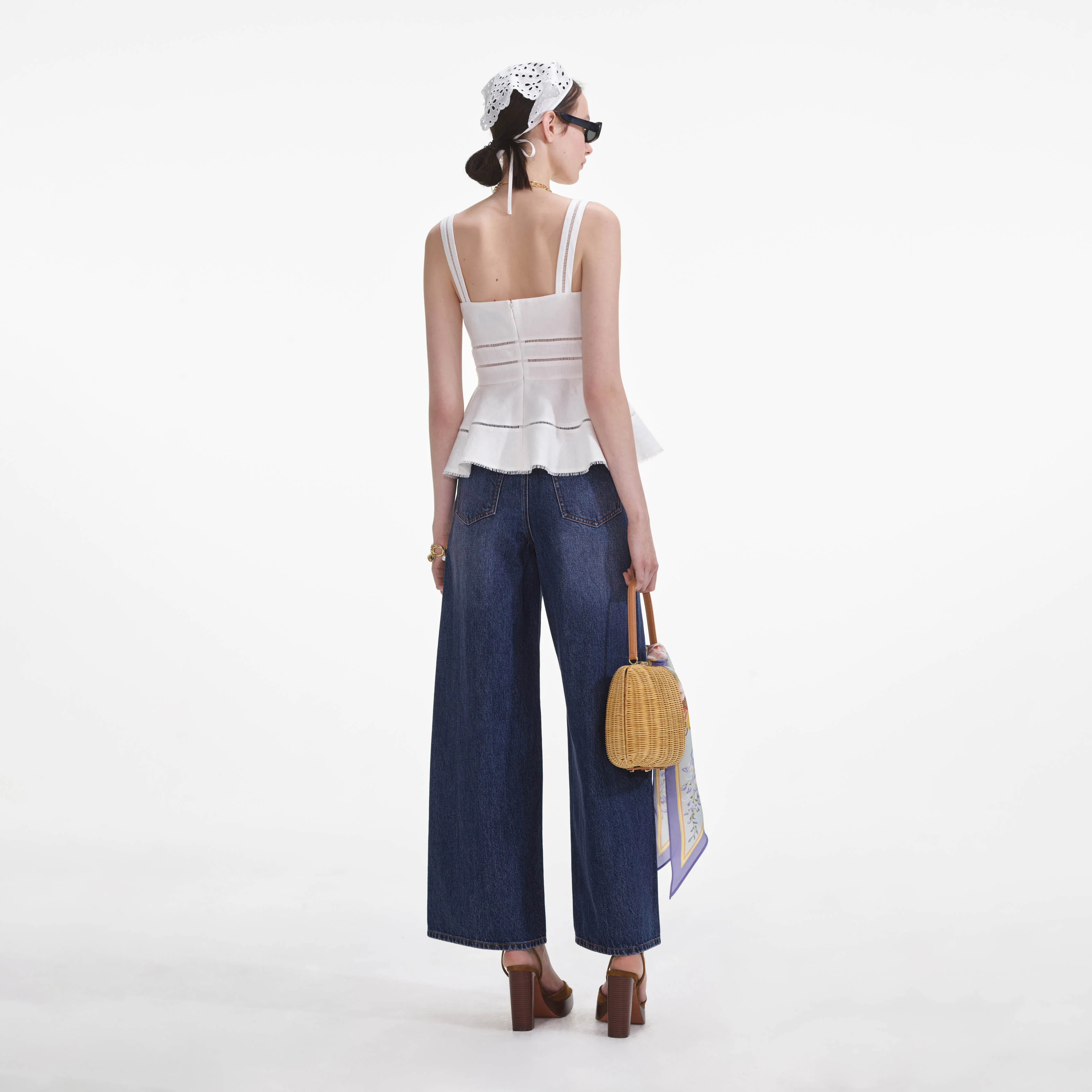 White Linen Peplum Top - Image 3