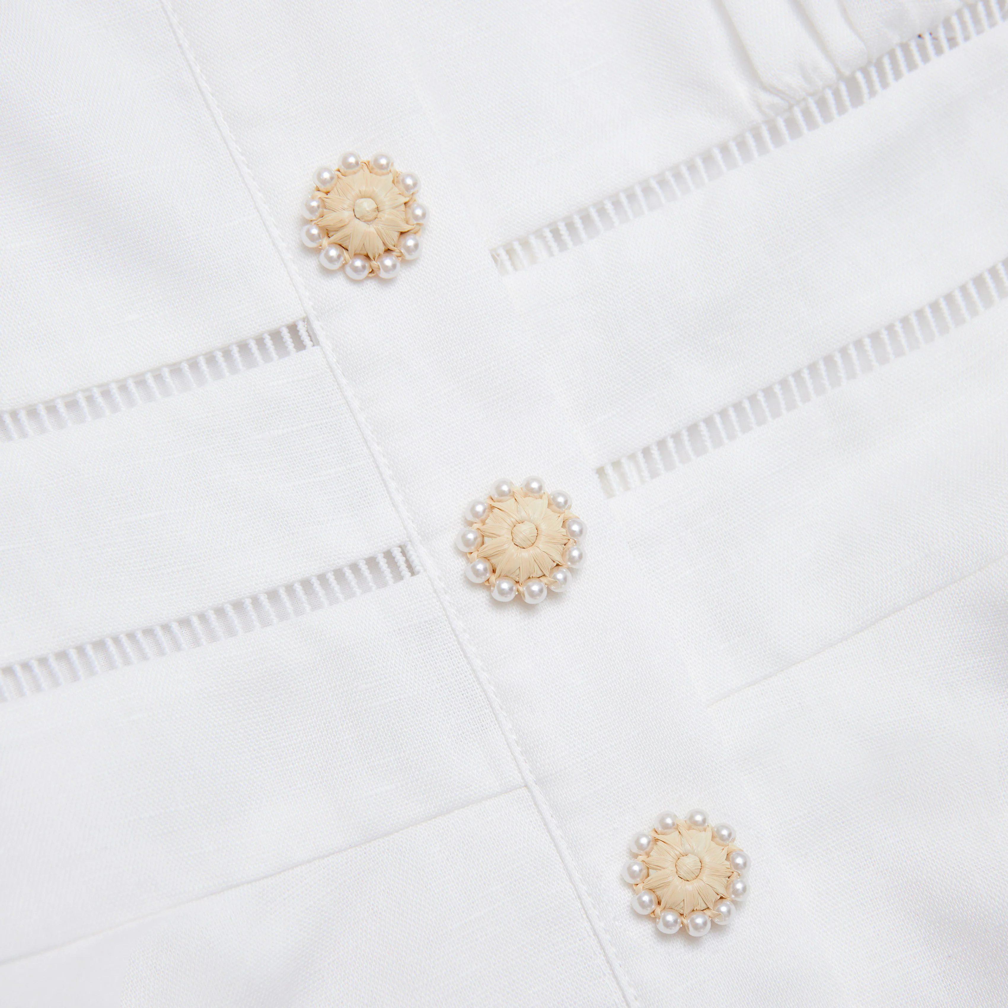 White Linen Peplum Top - Image 5