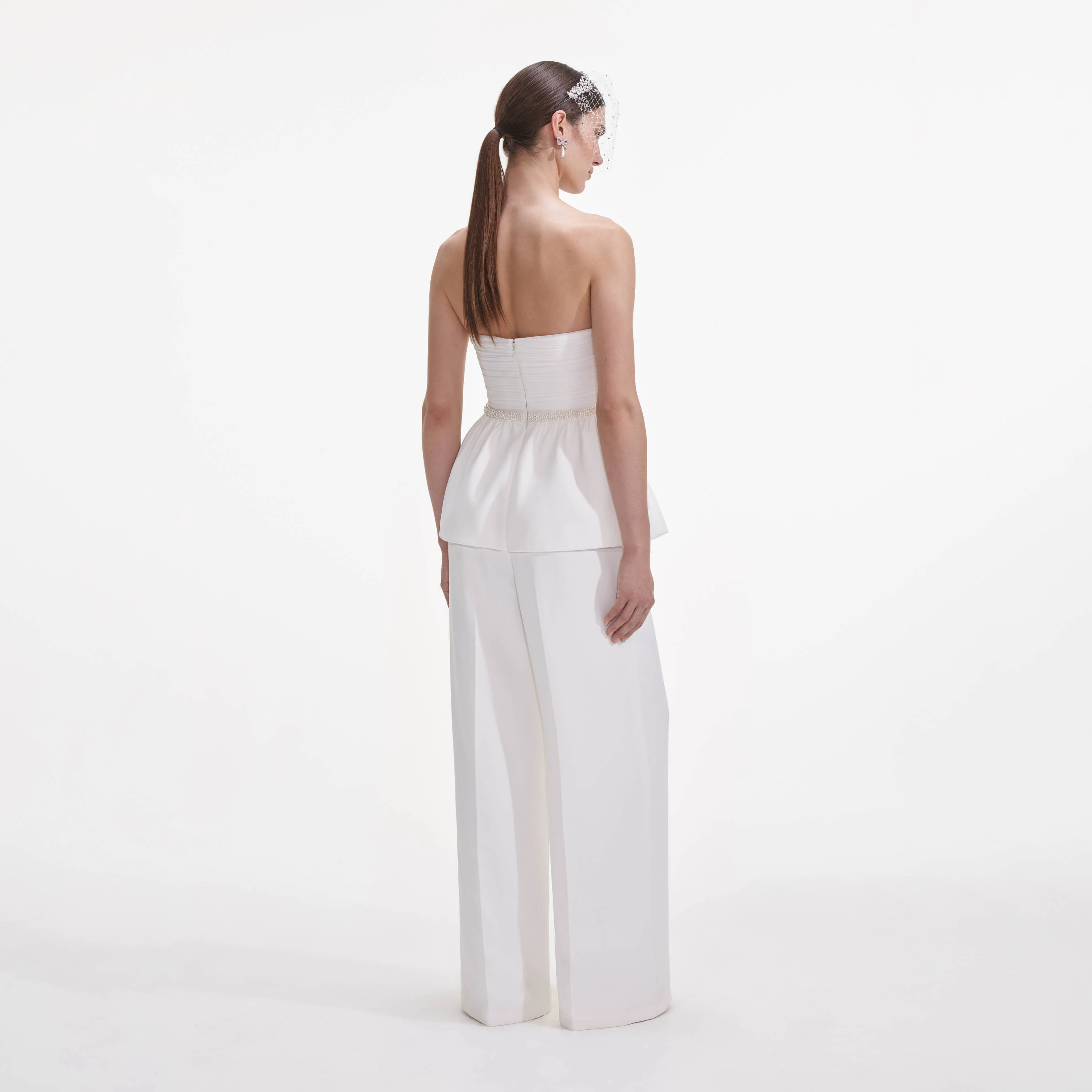 White Organza Bow Jumpsuit - Image 3