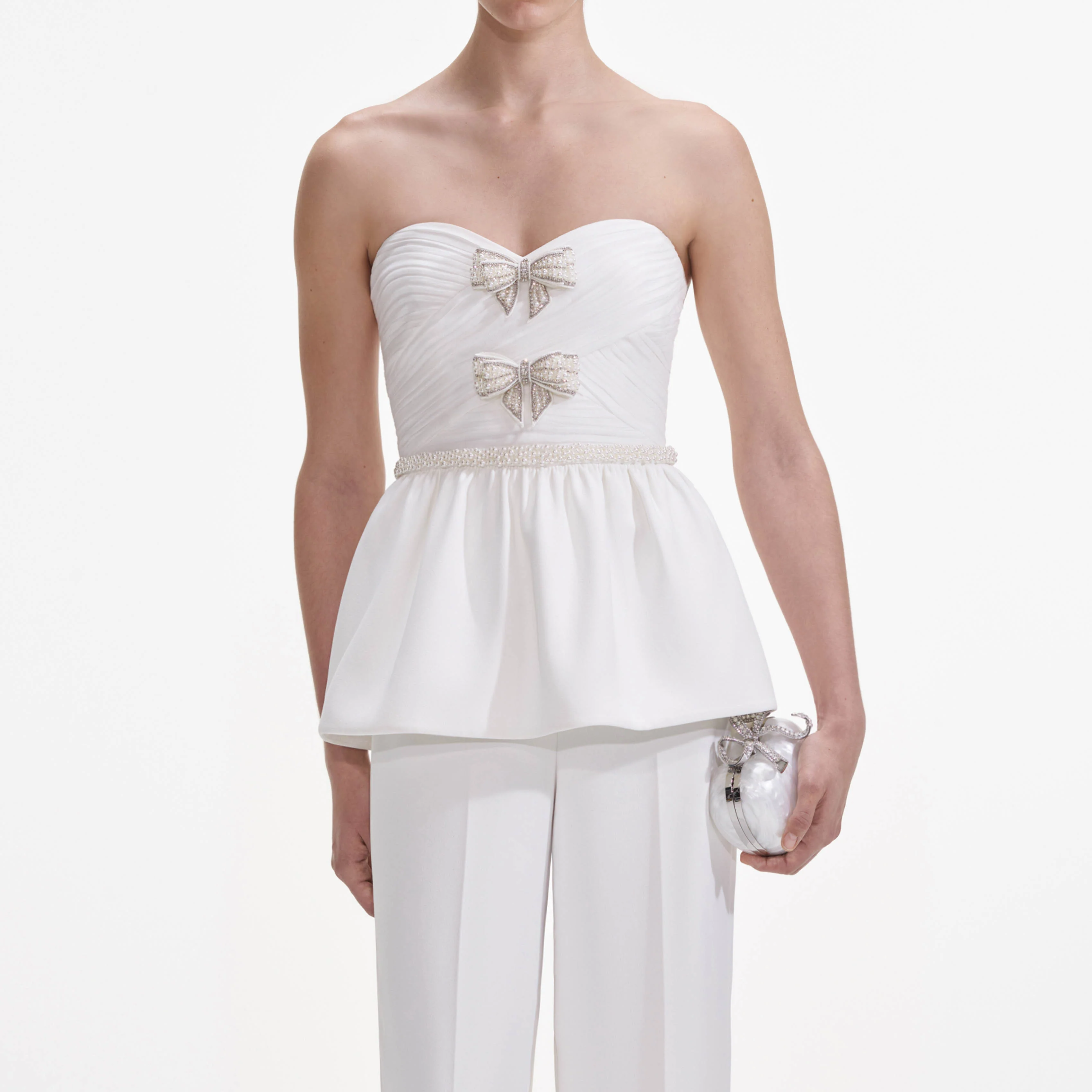 White Organza Bow Jumpsuit - Image 4