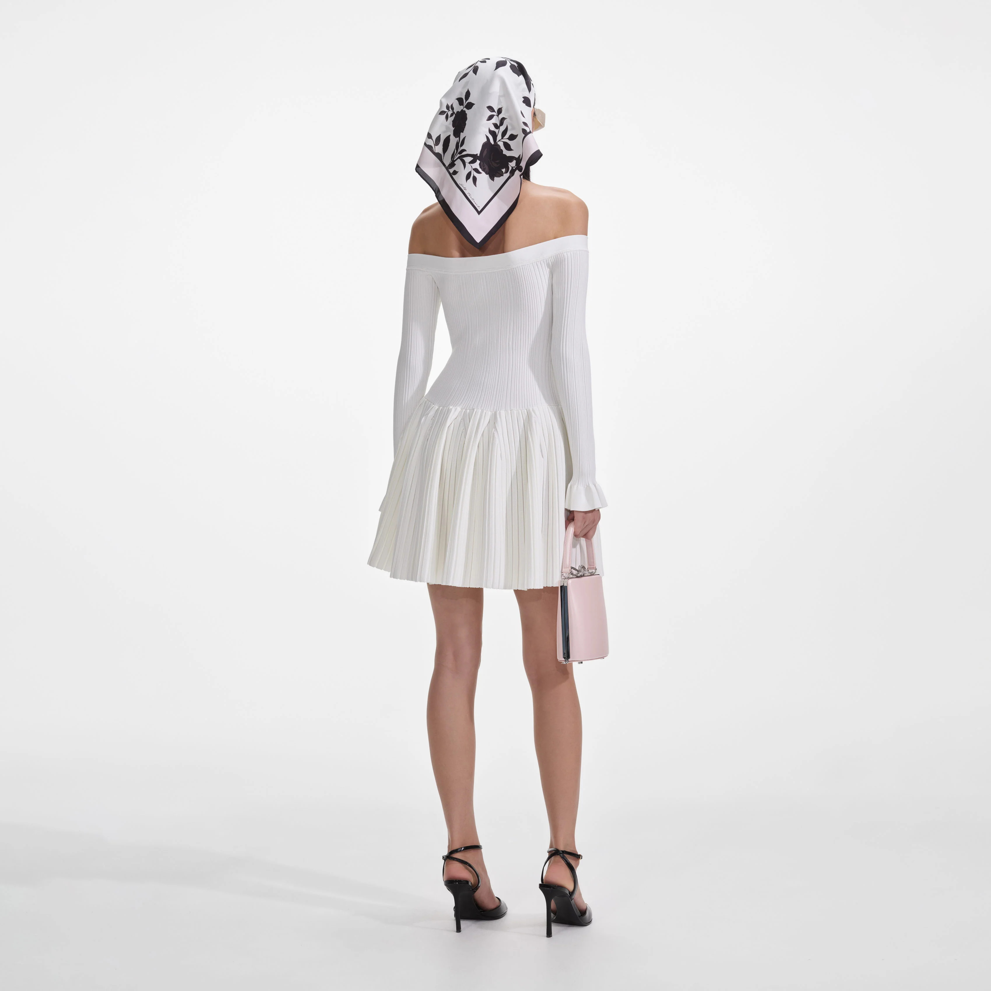 White Ribbed Knit Mini Dress - Image 3