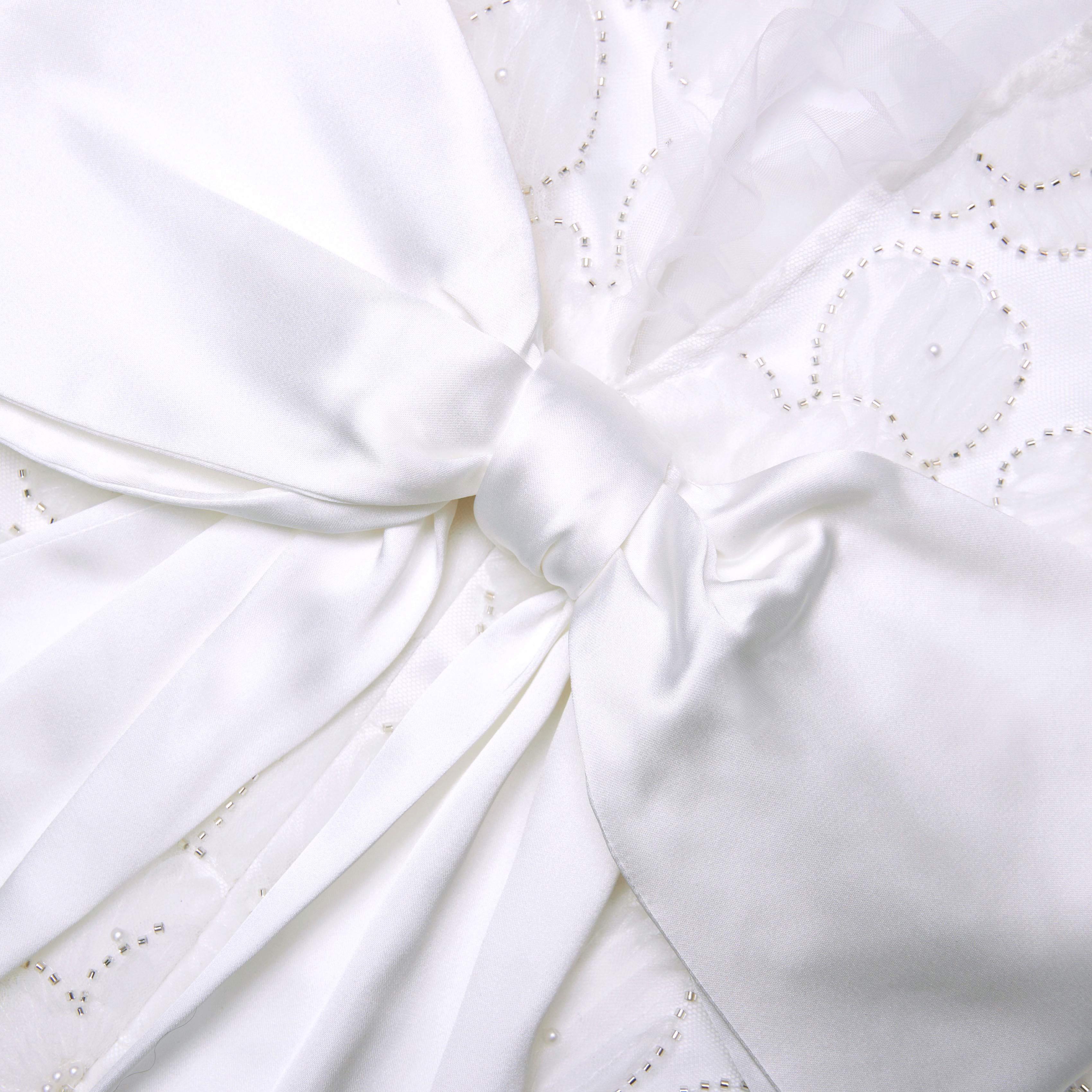 White Tulle Satin Bow Mini Dress - Image 5