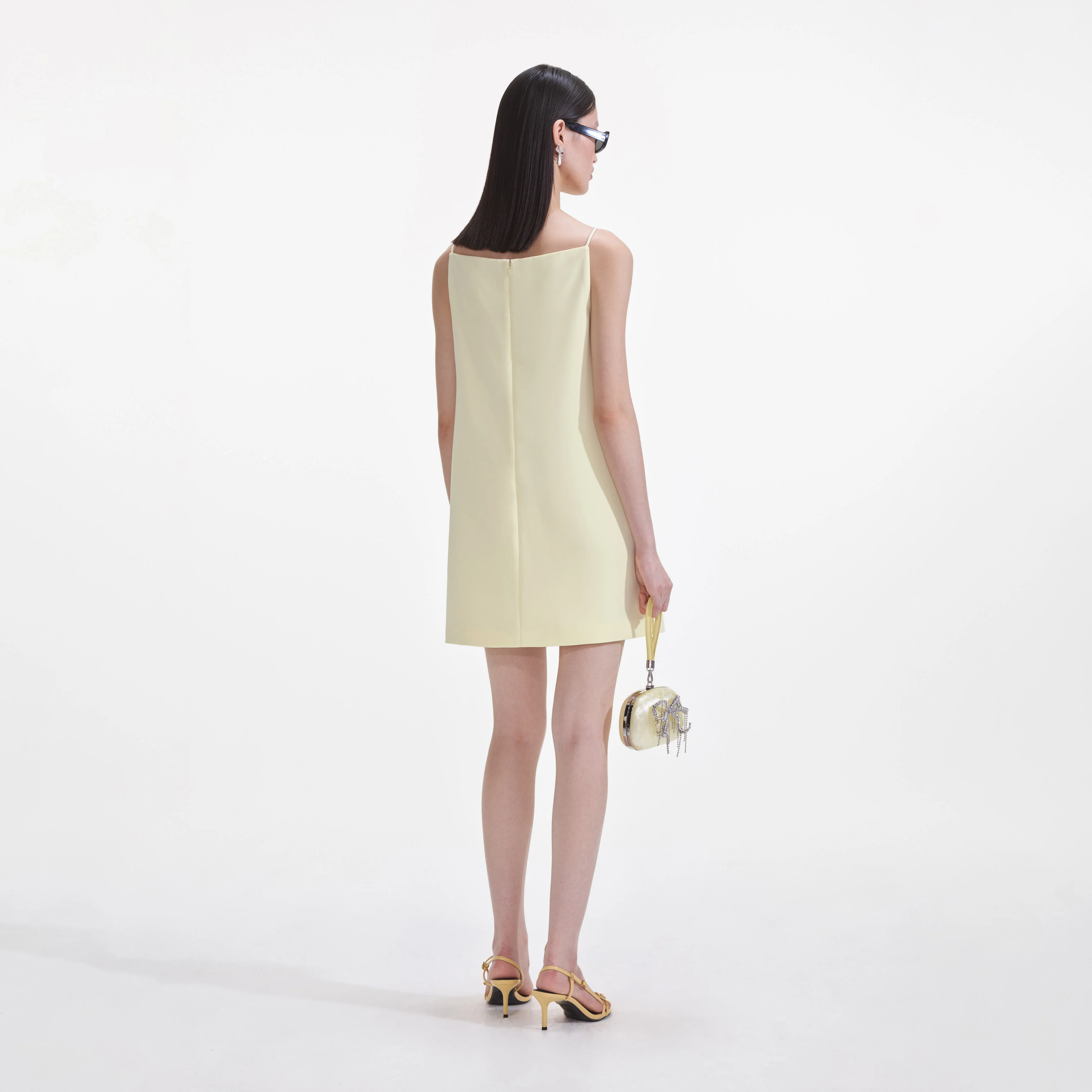 Yellow Crepe Flower Mini Dress - Image 3