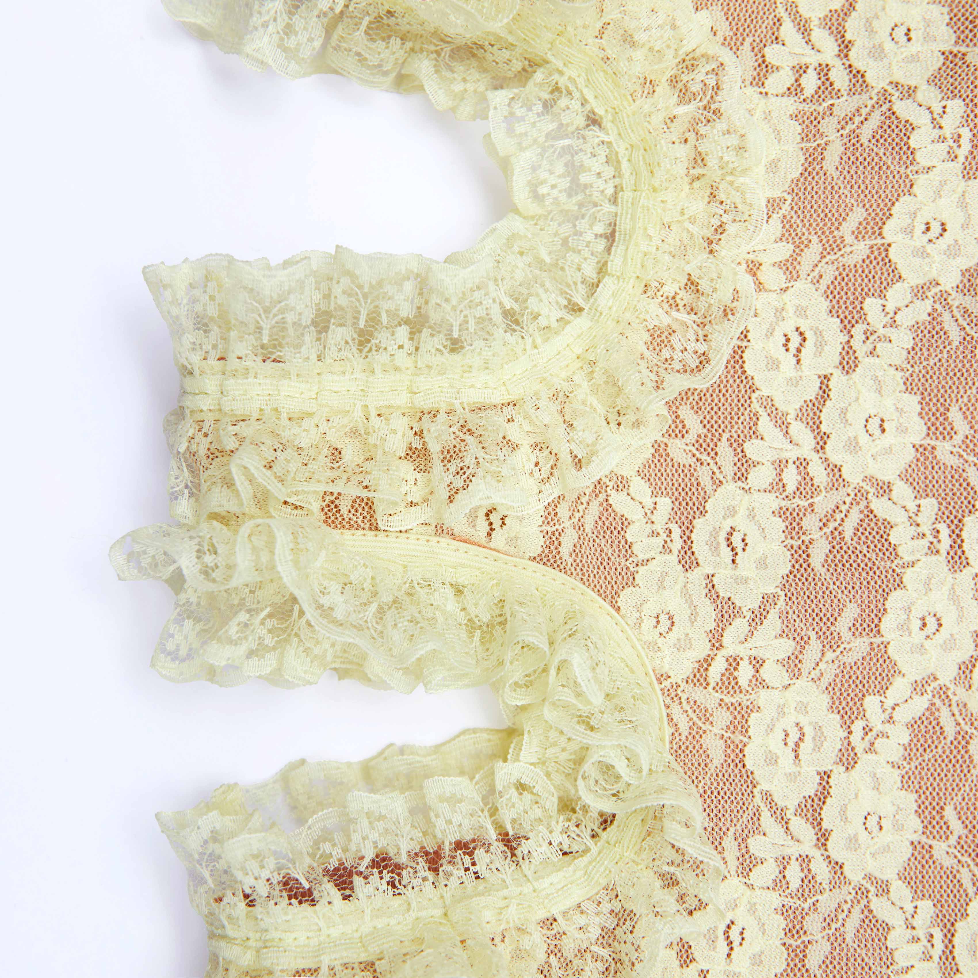 Yellow Lace Cut Out Midi Skirt - Image 5