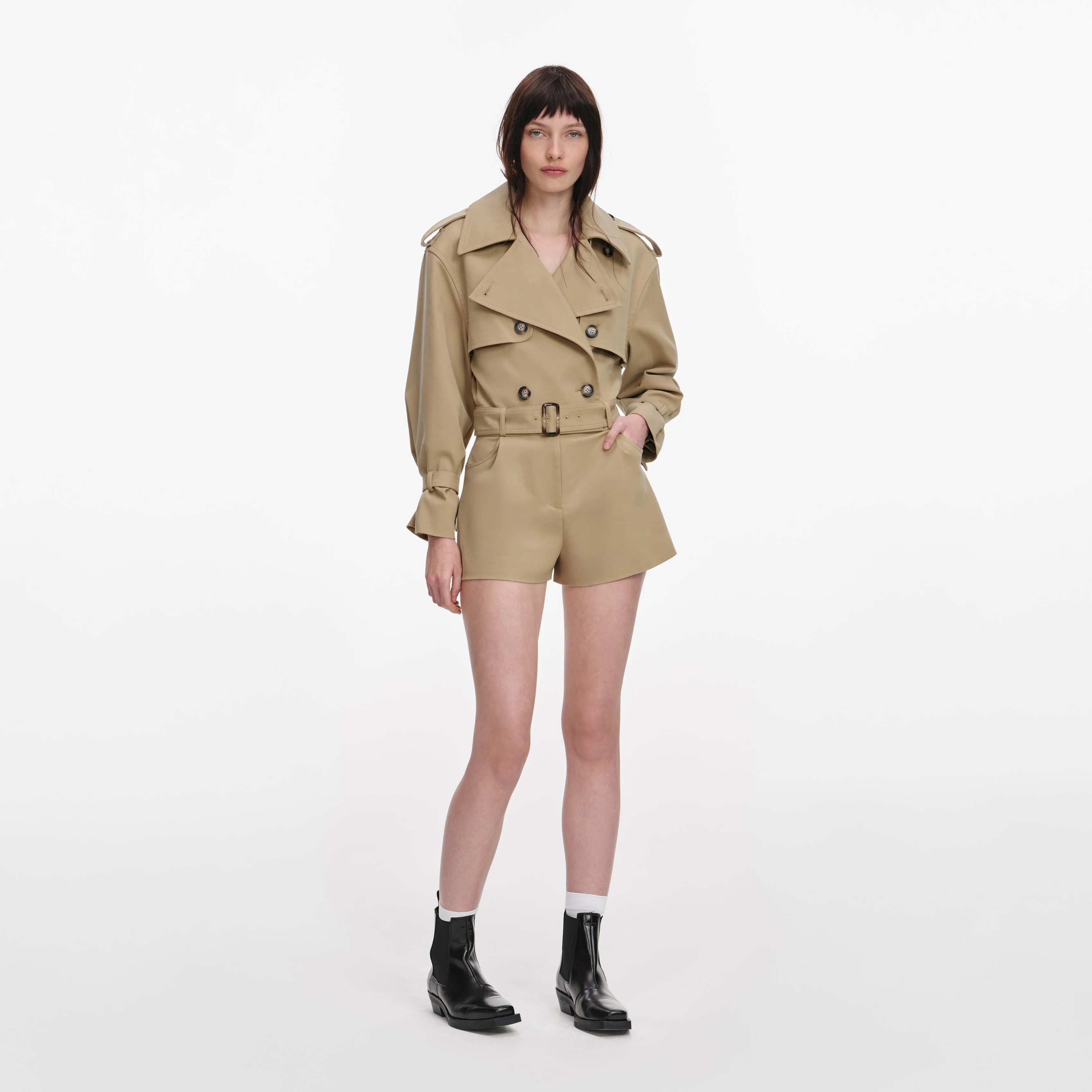 Beige Cotton Playsuit