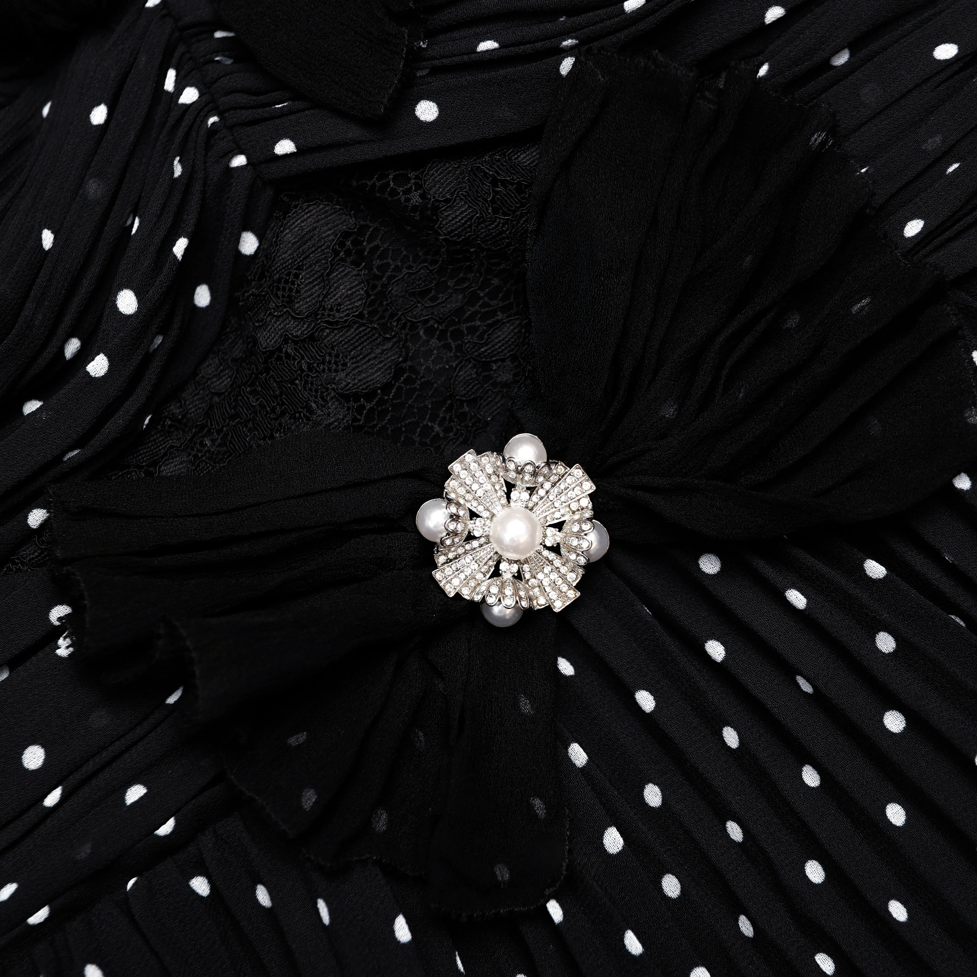 Black Polka Dot Tiered Maxi Dress - Image 5