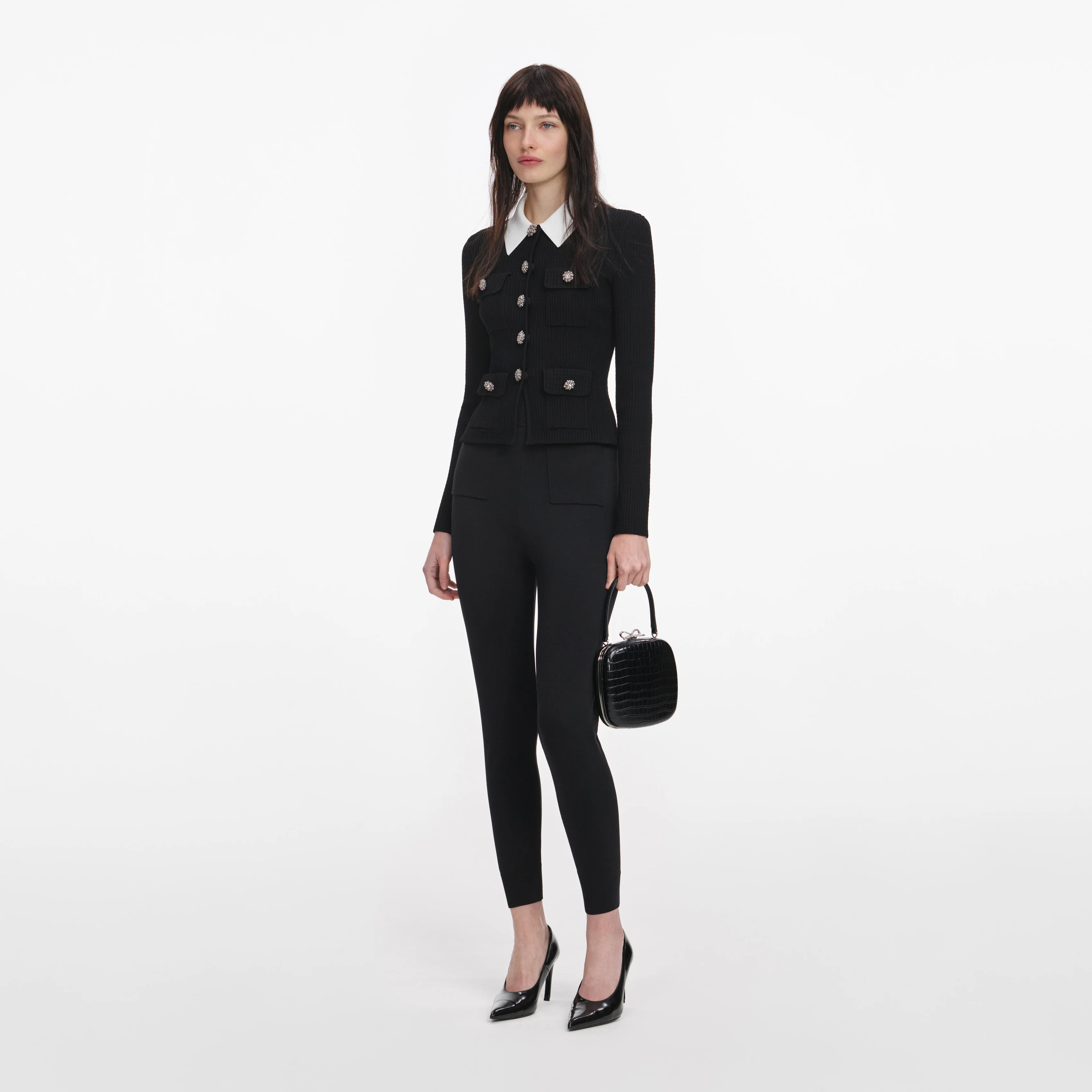 Black Tailored Knit Top - Image 2
