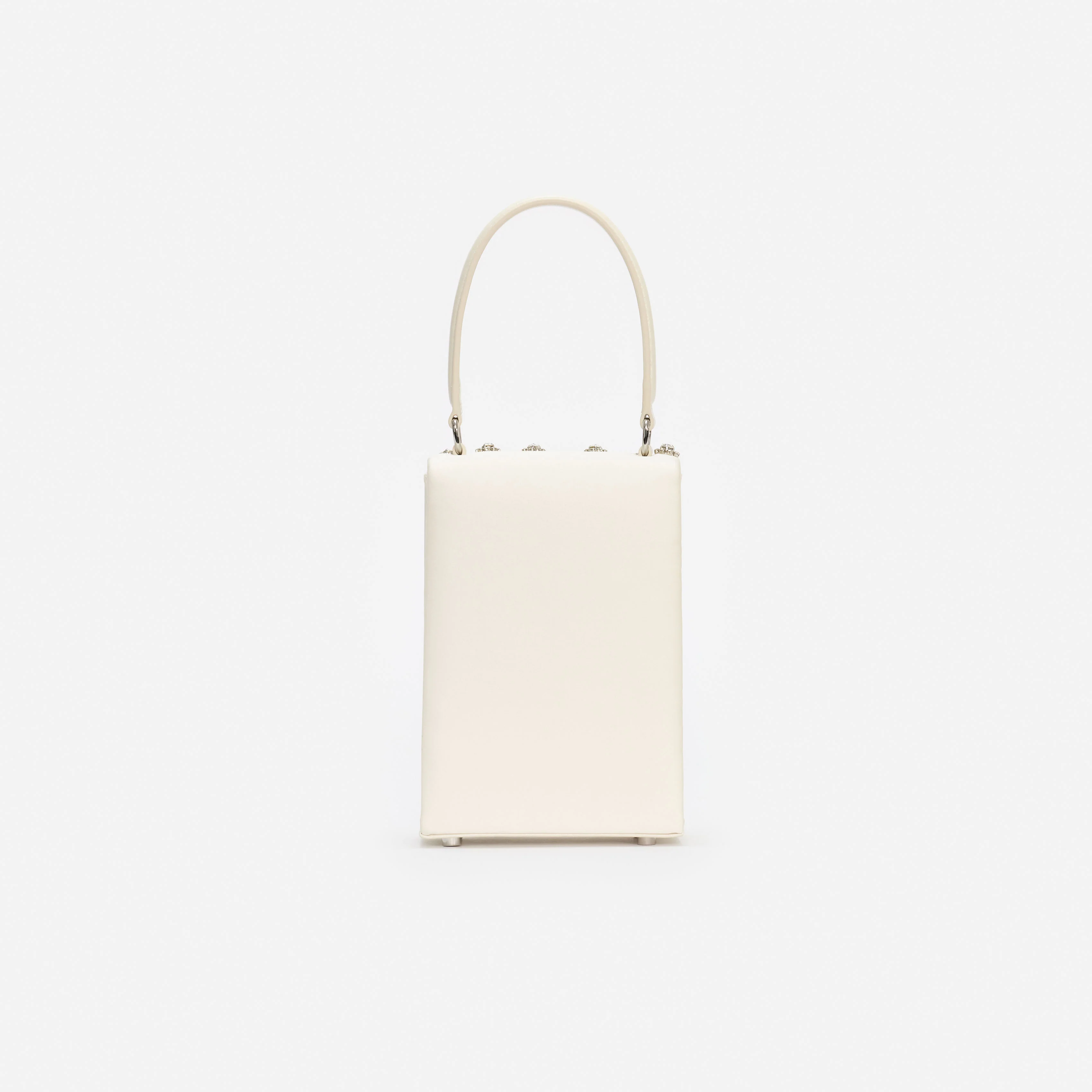 Cream Satin Crystal Mini Bow Bag - Image 3