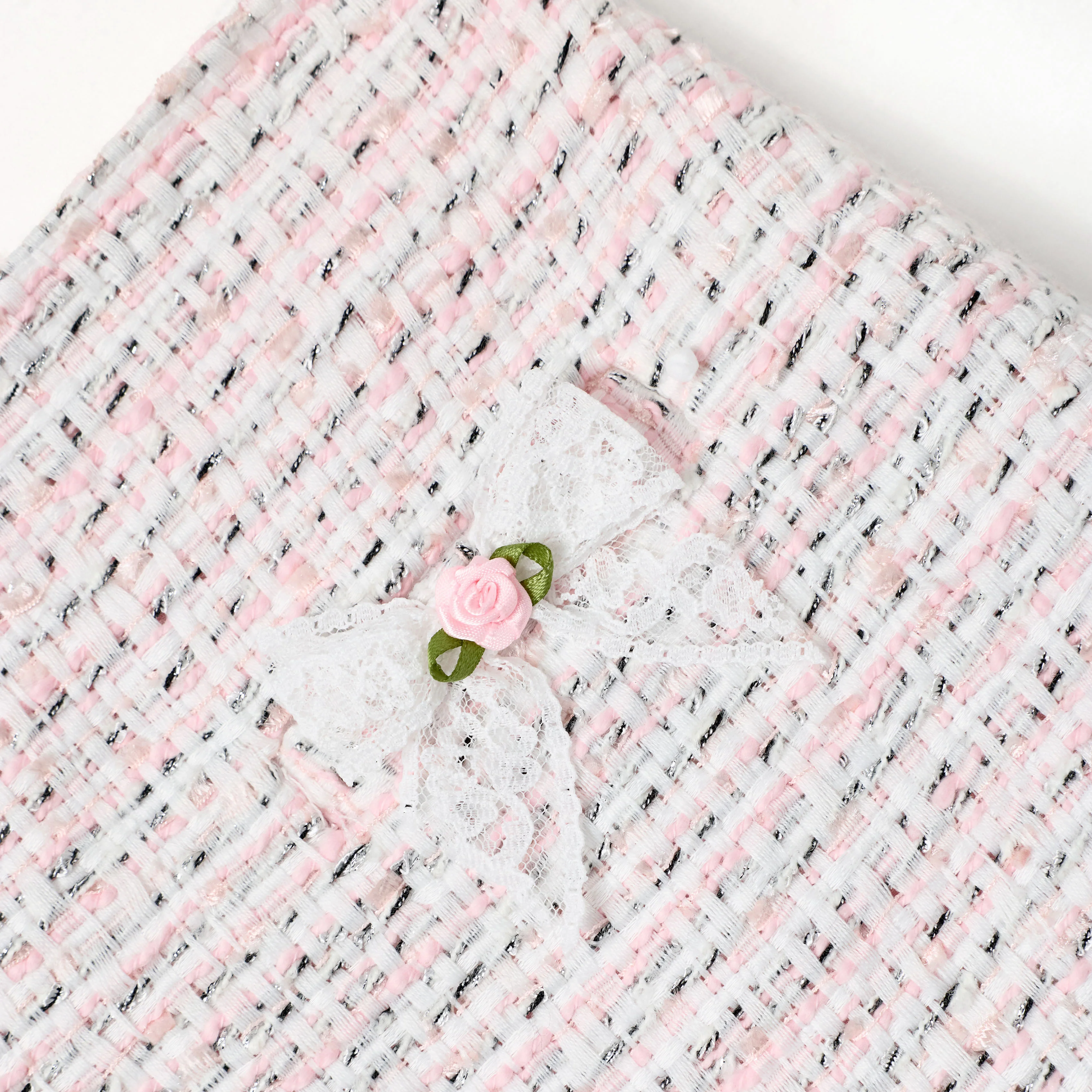 Pink Boucle Lace Bow Skirt - Image 4