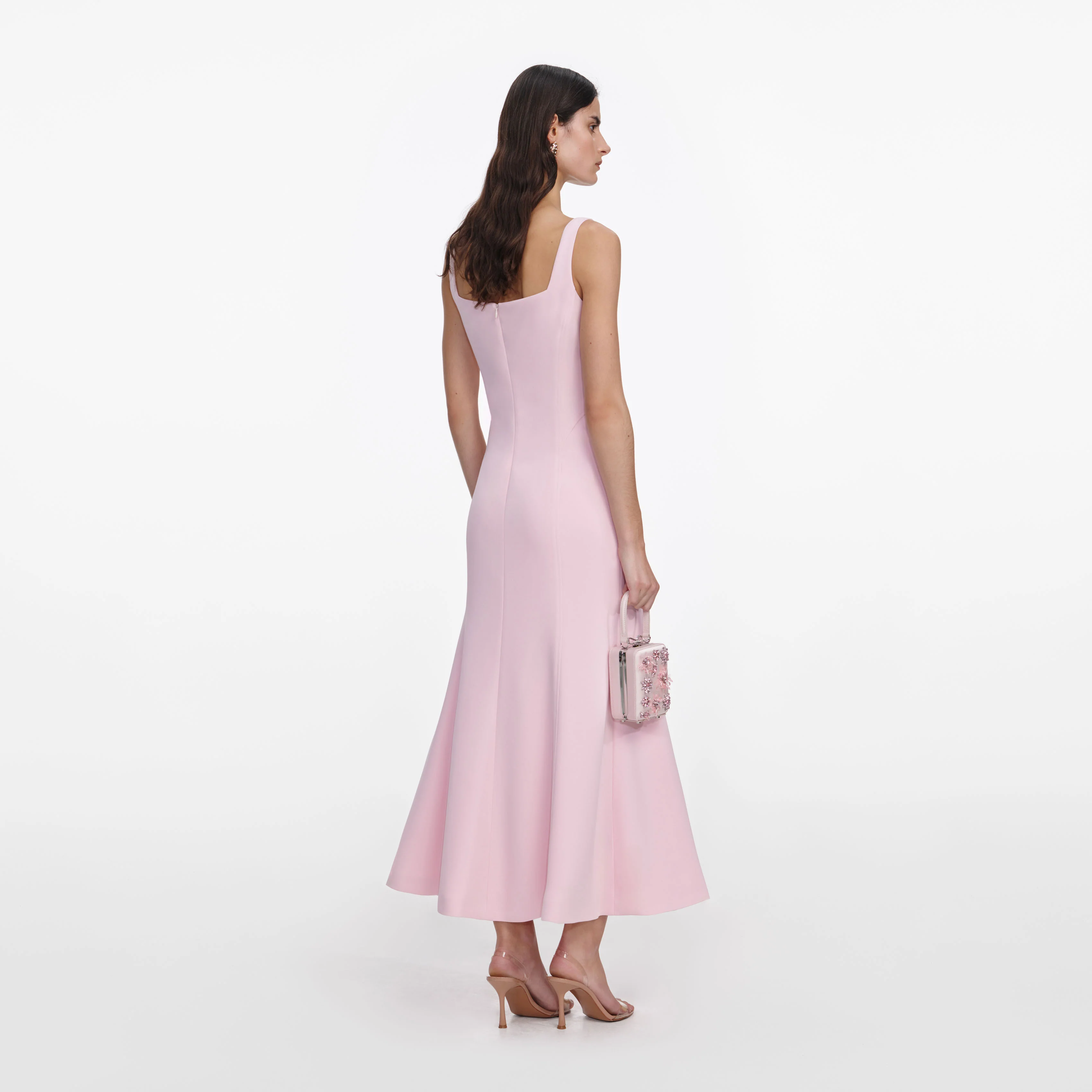 Pink Crepe Midi Dress - Image 3