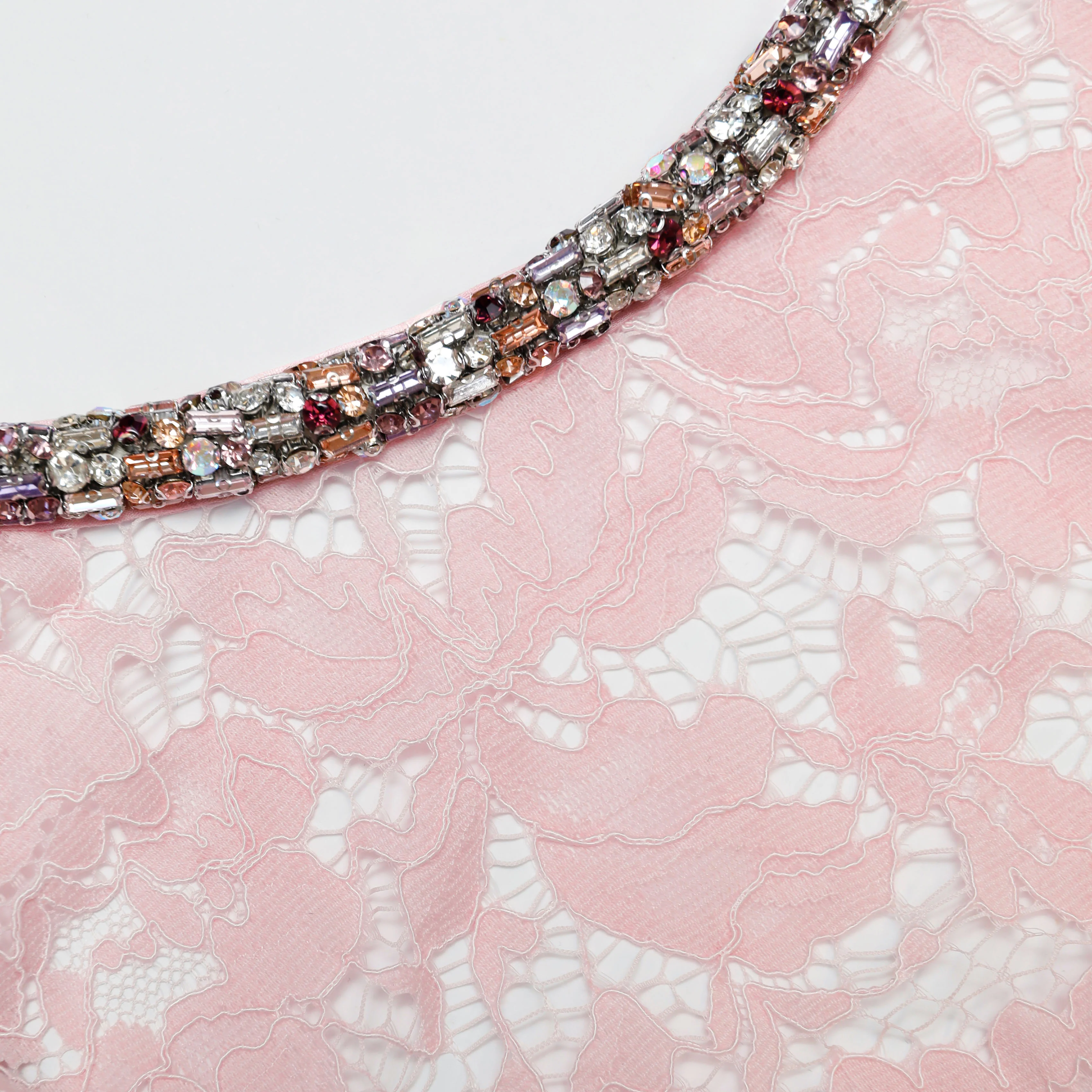 Pink Lace Crystal Mini Dress - Image 5