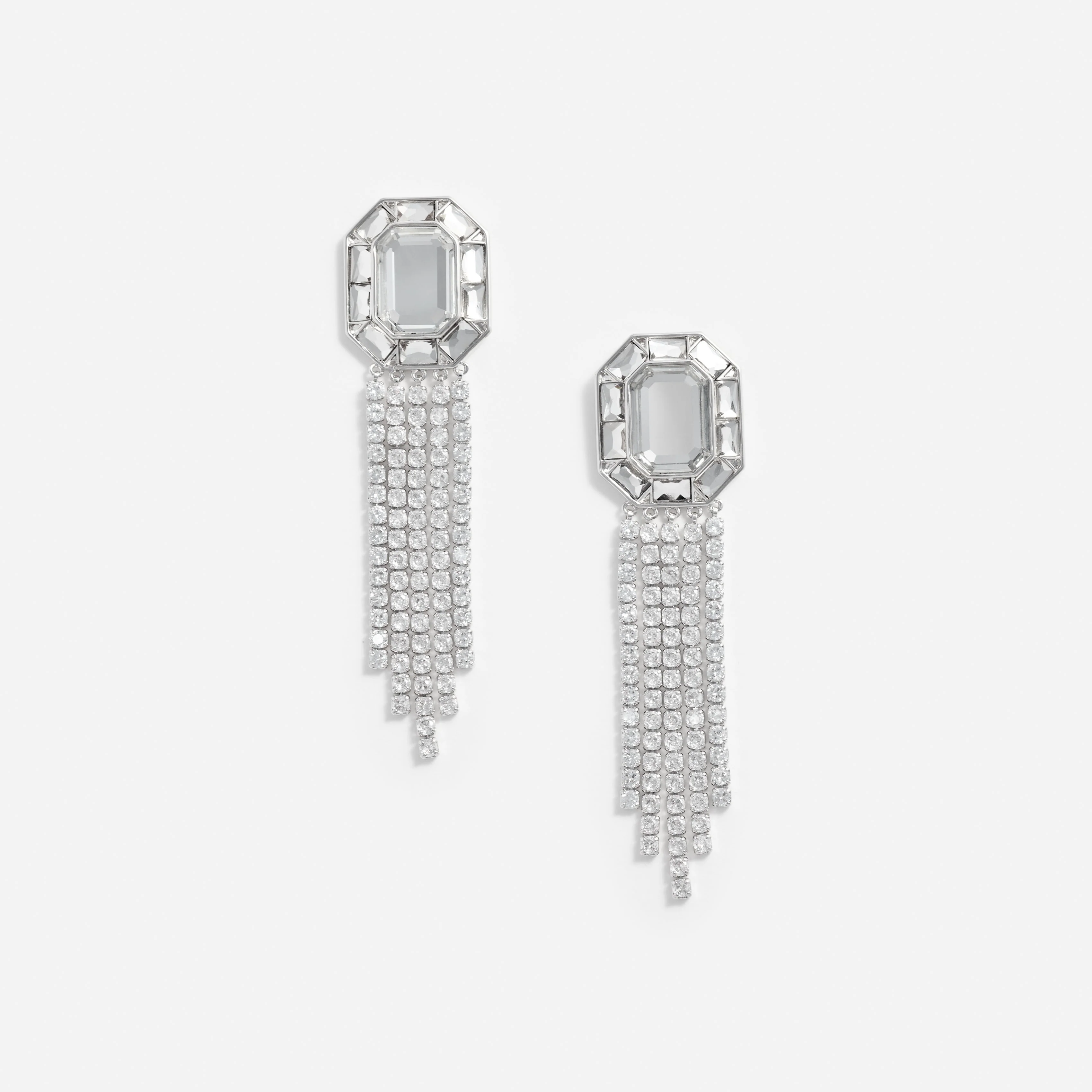 Silver Crystal Droplet Earrings