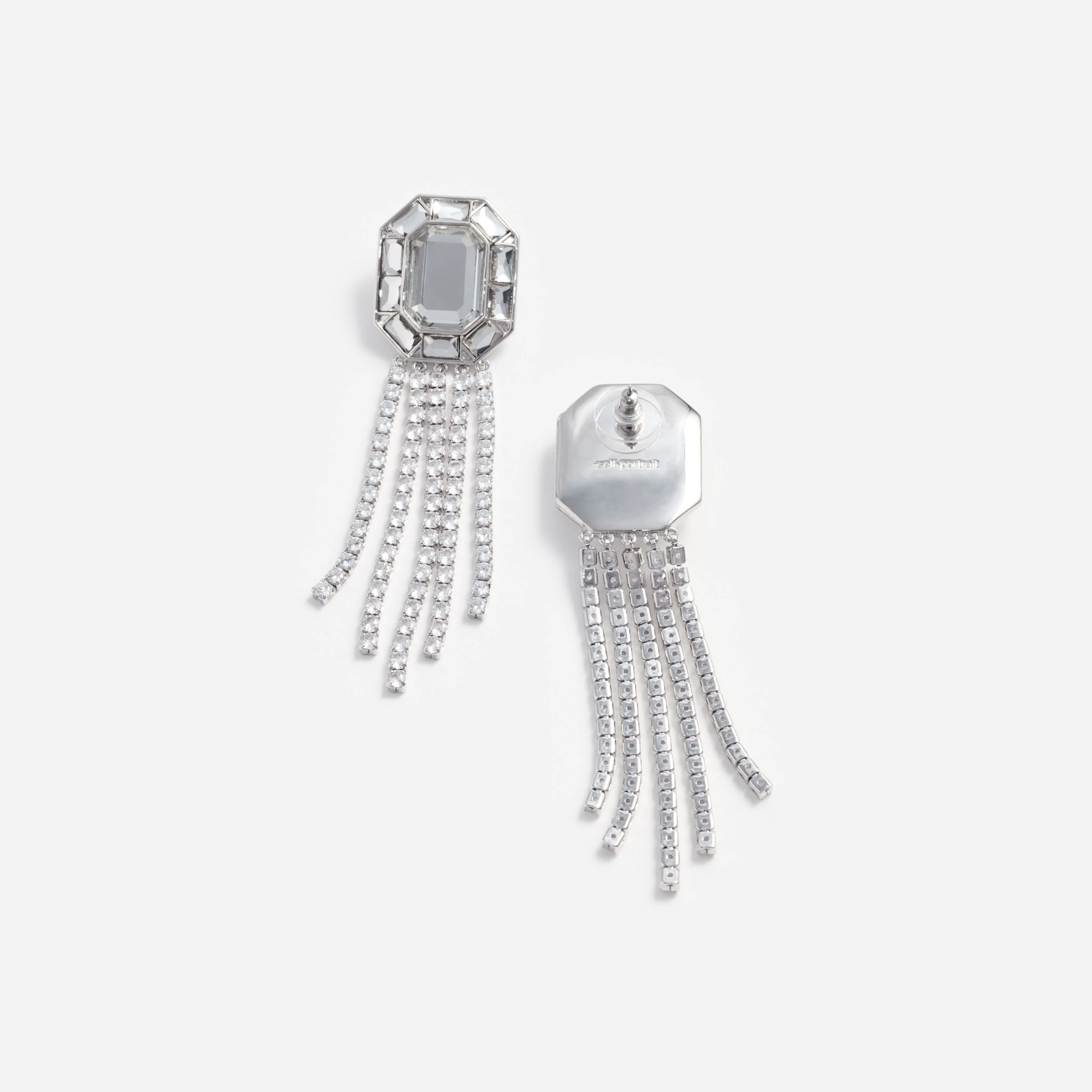 Silver Crystal Droplet Earrings - Image 3