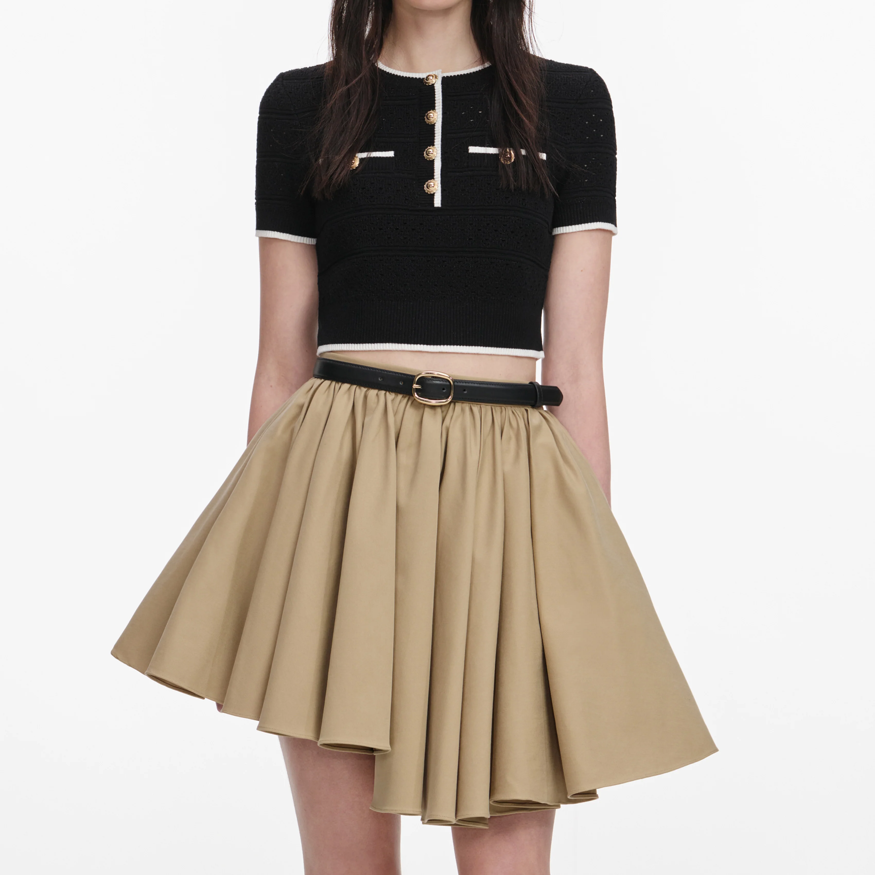 Tan Cotton Mini Skirt - Image 4