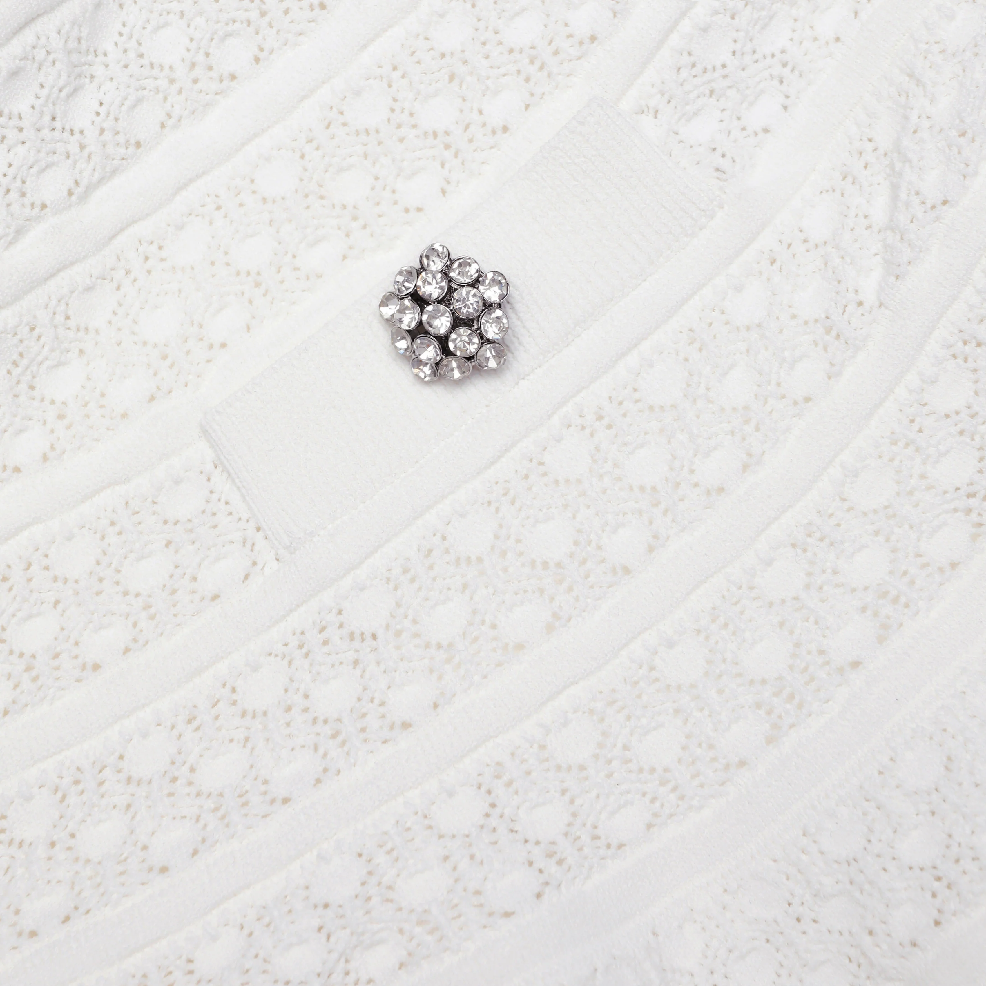 White Pointelle Knit Mini Skirt - Image 5