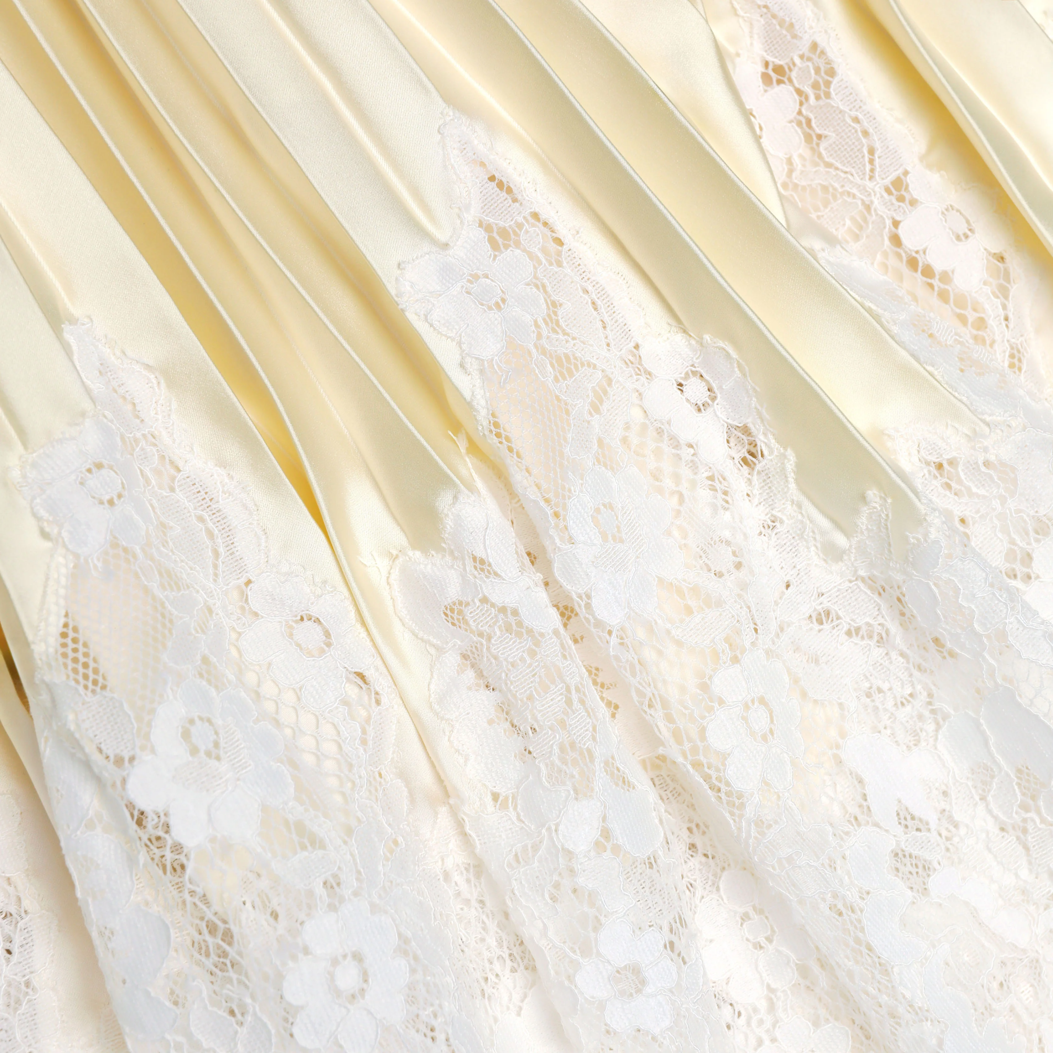 Yellow Satin Lace Midi Skirt - Image 5
