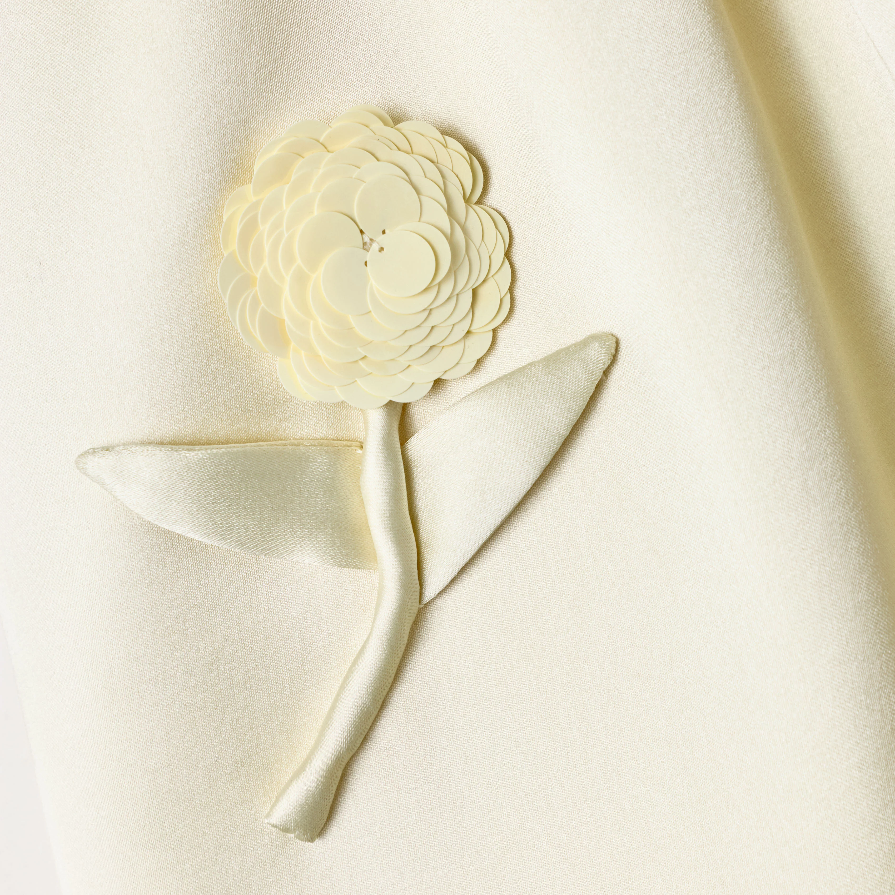 Yellow Satin Sequin Flower Skirt - Image 3